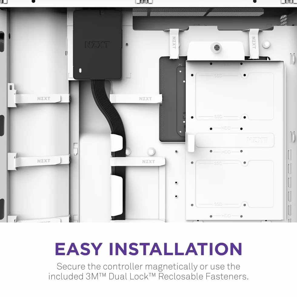 NZXT Control Hub - Cyfrowe sterowanie oświetleniem RGB i prędkością wentylatorów PWM - Sterowanie do 5 wentylatorami PWM lub 4 wentylatorami NZXT Single-Frame - Zasilane przez oprogramowanie NZXT CAM