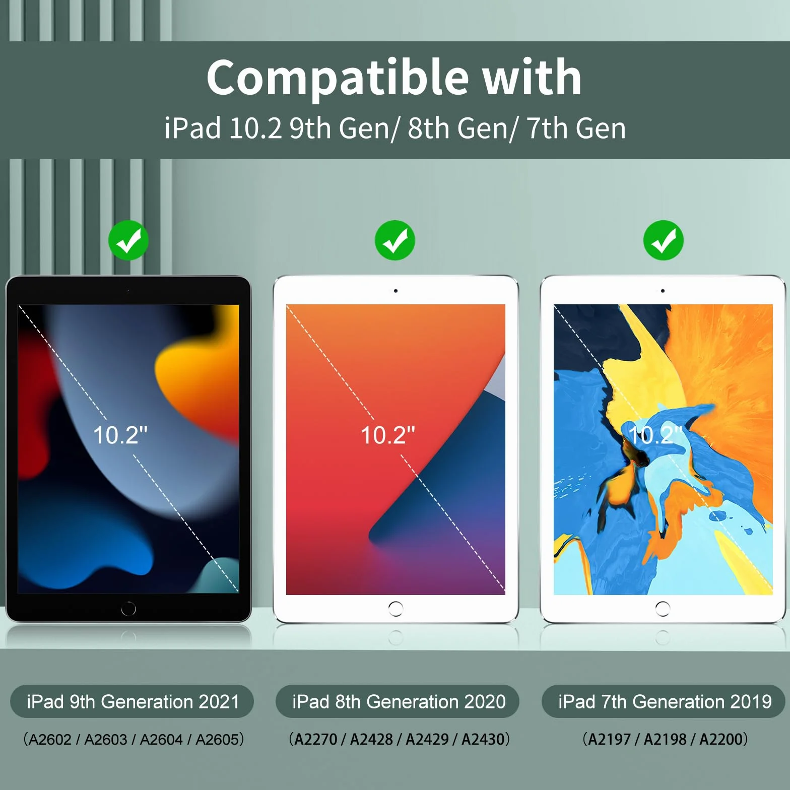 JKSML Etui na Klawiaturę do iPad 9./8./7. Generacji (2021/2020/2019) z Uchwytem na Rysik, Miękkie Etui Ochronne z Termoplastycznego Poliuretanu (TPU) Ciemnozielony