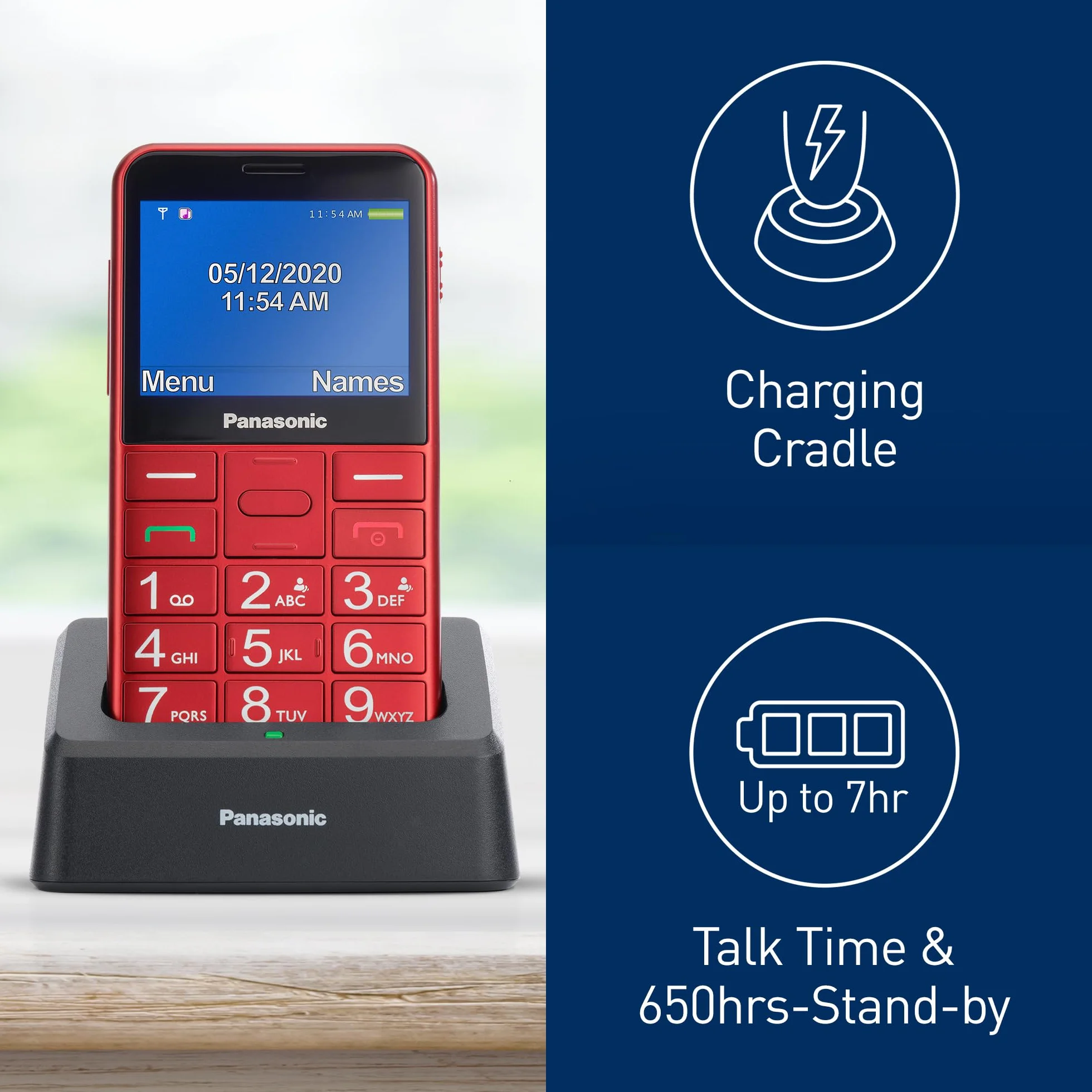 Panasonic KX-TU155 telefon komórkowy dla seniora 2.4" czerwony