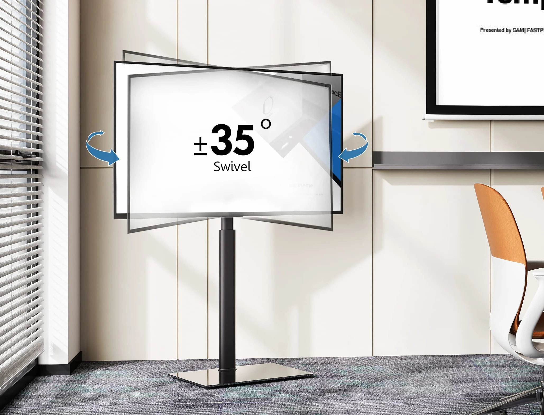FITUEYES Stojak pod telewizor, regulacja wysokości, obrotowy, do telewizorów płaskich i zakrzywionych o przekątnej od 32 do 60 cali, maks. do 30 kg, VESA 600 x 400, czarny