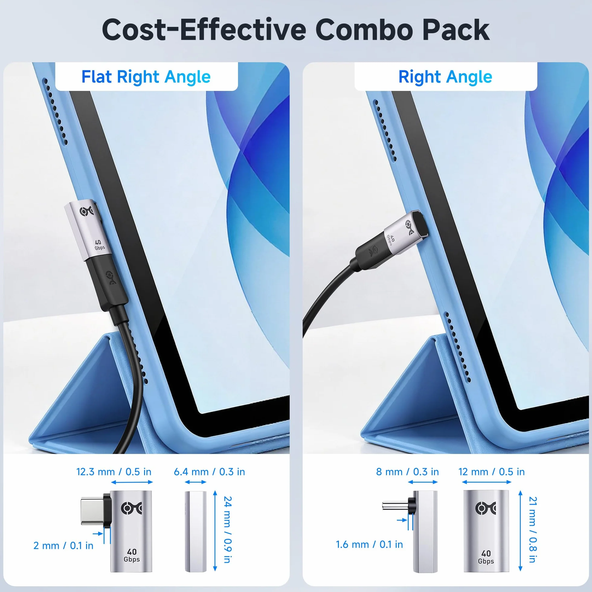 Cable Matters zestaw adapterów USB-C pod kątem 90° i 40 Gb/s, do 4K@240Hz, ładowanie 240 W, transfer 40 Gb/s, kompatybilny z Thunderbolt 4, iPhone 16, Steam Deck