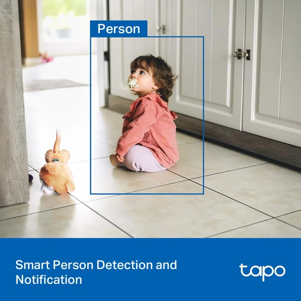 TP-Link Tapo C206 mini kamera do monitoringu z nagrywaniem, 1080p, zasięg 360°, do użytku wewnątrz i na zewnątrz, rozpoznawanie i powiadomienia, karta microSD do 512 GB, 105,3 × 77,8 × 69,8 mm