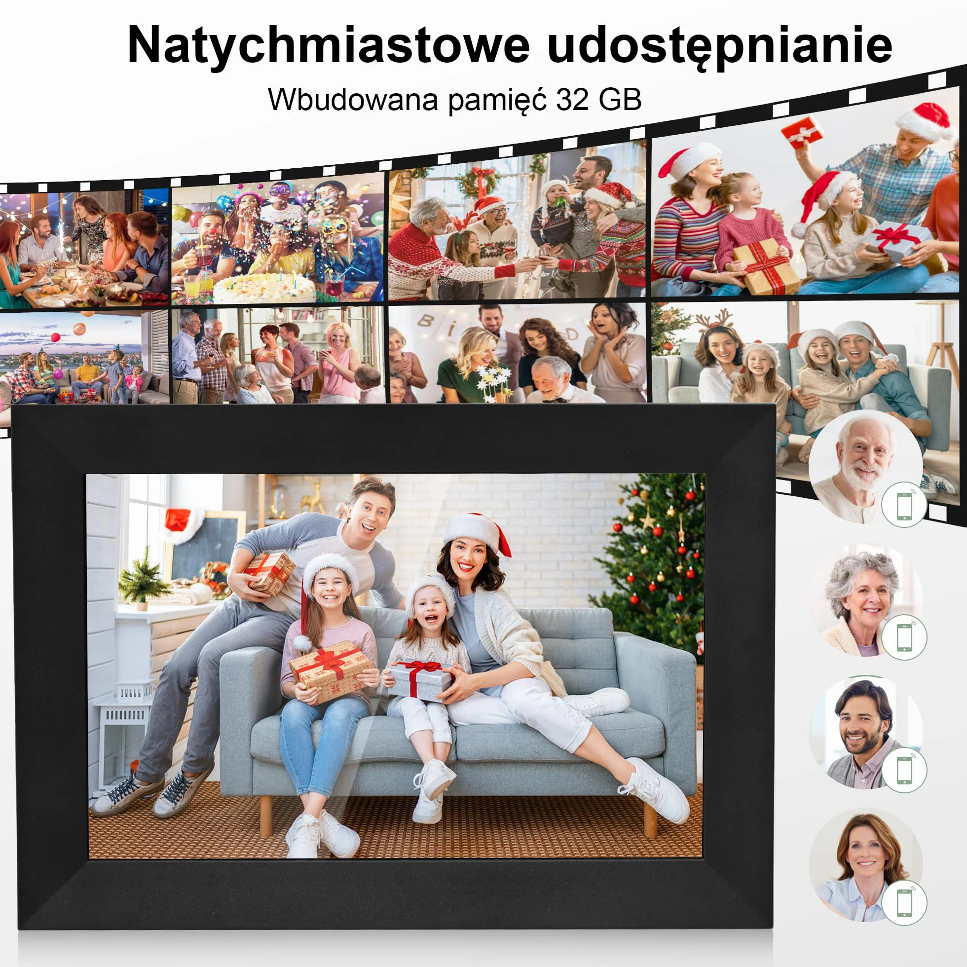 Veidoo Frameo 10,1 cala 32GB WiFi cyfrowa ramka na zdjęcia HD IPS 1280x800