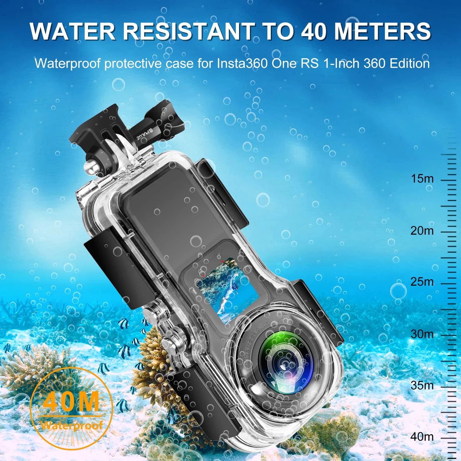 Obudowa podwodna do Insta360 One RS 1-calowy 360 Edition wodoodporna obudowa do nurkowania pływania i snorkelingu sportów wodnych do Insta360 One RS 1-Inch 360 Edition