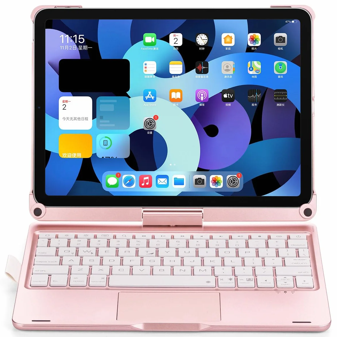 Etui z klawiaturą do iPada Air 4 | Air 5 | Air 11 cali (M2) | Air 11 cali (M3) | Air 11 cali (M4), obracany o 360 stopni touchpad, podświetlana klawiatura