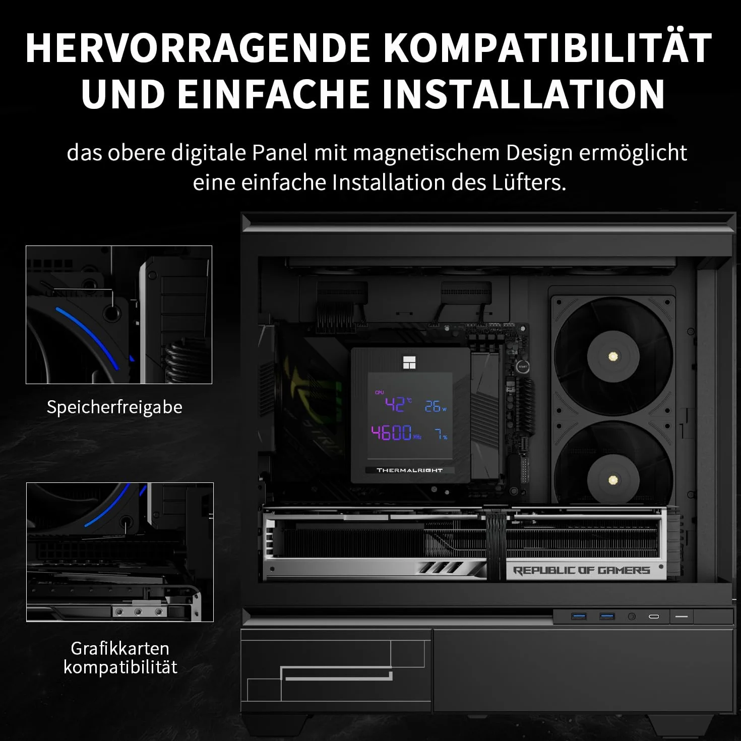 Thermalright Phantom Spirit 120 Digital EVO CPU chłodnica powietrza, 7 heat pipes CPU, wentylator Dual 120 mm PWM, Digital Screen Top Cover, do AM4/AM5/Intel LGA1700/1851/1150/1151/1200, chłodzenie PC