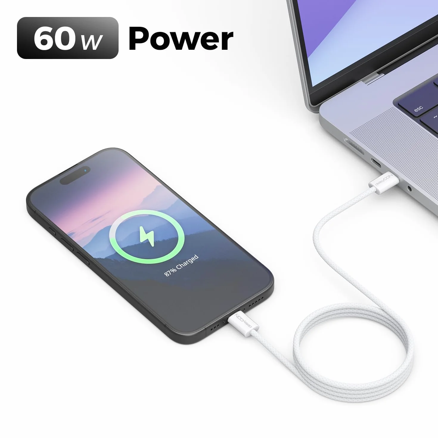 deleyCON 60W USB C Kabel Zestaw [4er Pack, 0,5M 1M 2M 3,0M] PD 3.0 USB-C na C Szybkie Ładowanie do iPhone 17 16 Pro Max Air Galaxy S26 S25 A56 A17 A26 iPad MacBook Xiaomi Switch PS5
