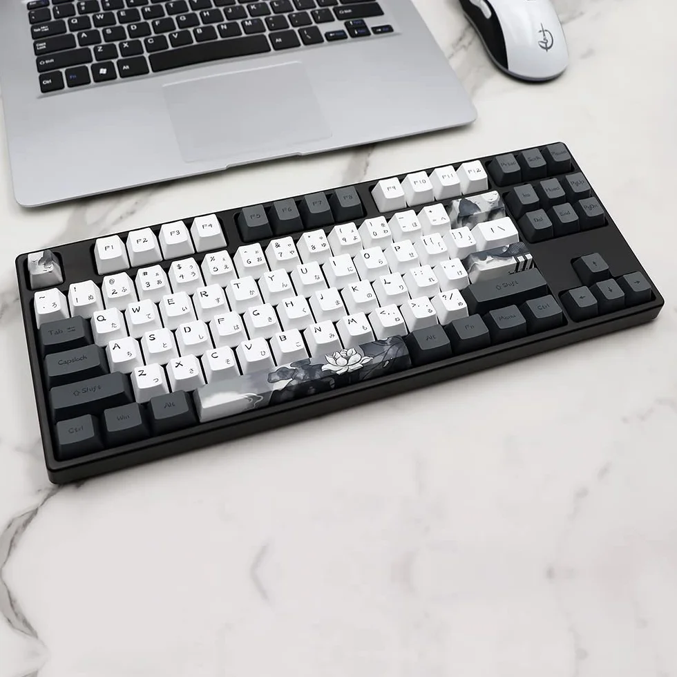 MOLGRIA Ink Lotus Nakładki na klawisze gamingowe PBT OEM 140 szt. termosublimacyjne ANSI/ISO do Gateron Kailh Cherry MX