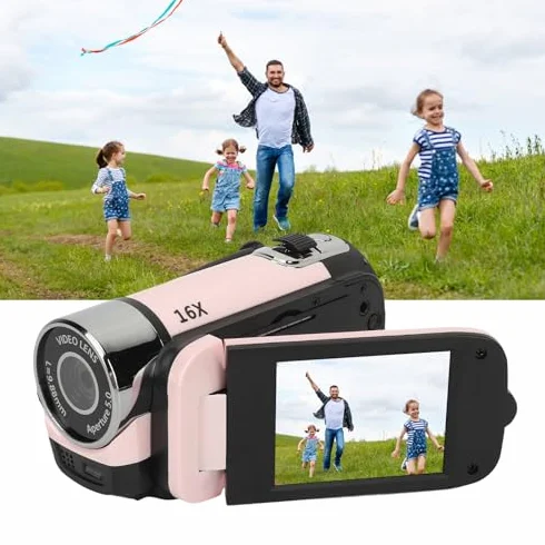 Cyfrowa Kamera Wideo 1080P 16 MP z Obrotowym Ekranem 2,4 Cala i 16-krotnym Zoomem (PINK)