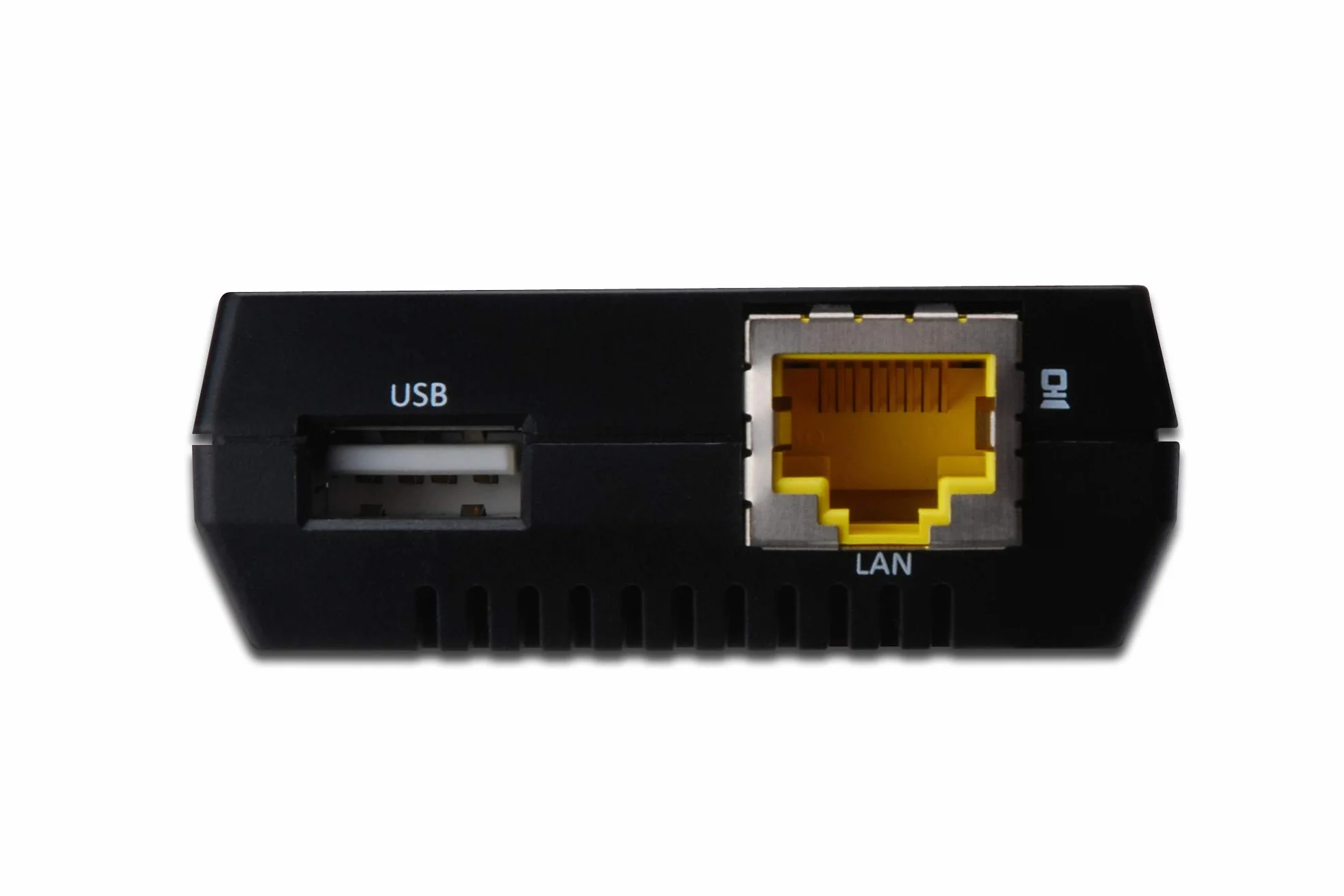 DIGITUS Fast Ethernet Serwer Sieciowy, Wielofunkcyjny dla NAS, Hub USB, Drukarka, Napęd DVD, 1 Port, USB 2.0, Sieć 10/100 Mbps, RJ45, Czarny