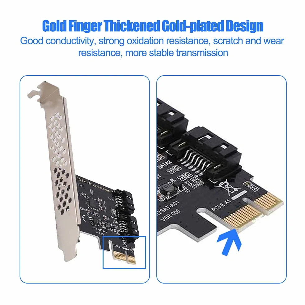PCI Express SATA, karta kontrolera Richer-R PCI Express na SATA 3.0, 2-portowe karty rozszerzeń SATA III 6Gbps PCI-E (1X 4X 8X 16X) dla / 8 / XP / Server2003 / Linux itp.
