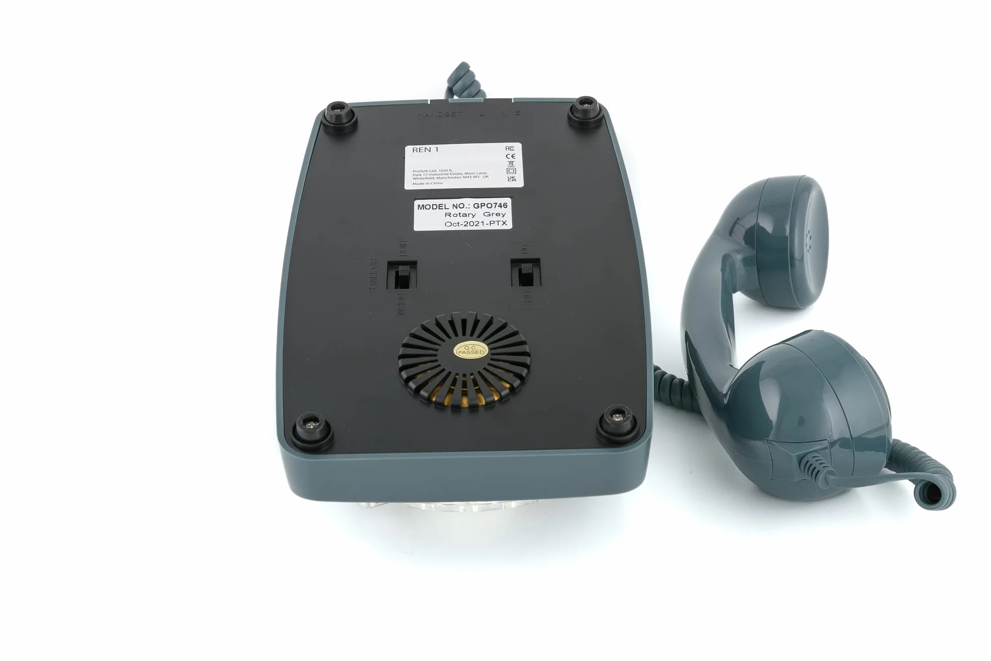 GPO 53311 GPO746RGY 746 Desk Phone Rotary Dial Grey,16 x 21.5 x 14.5 cm,Grijs