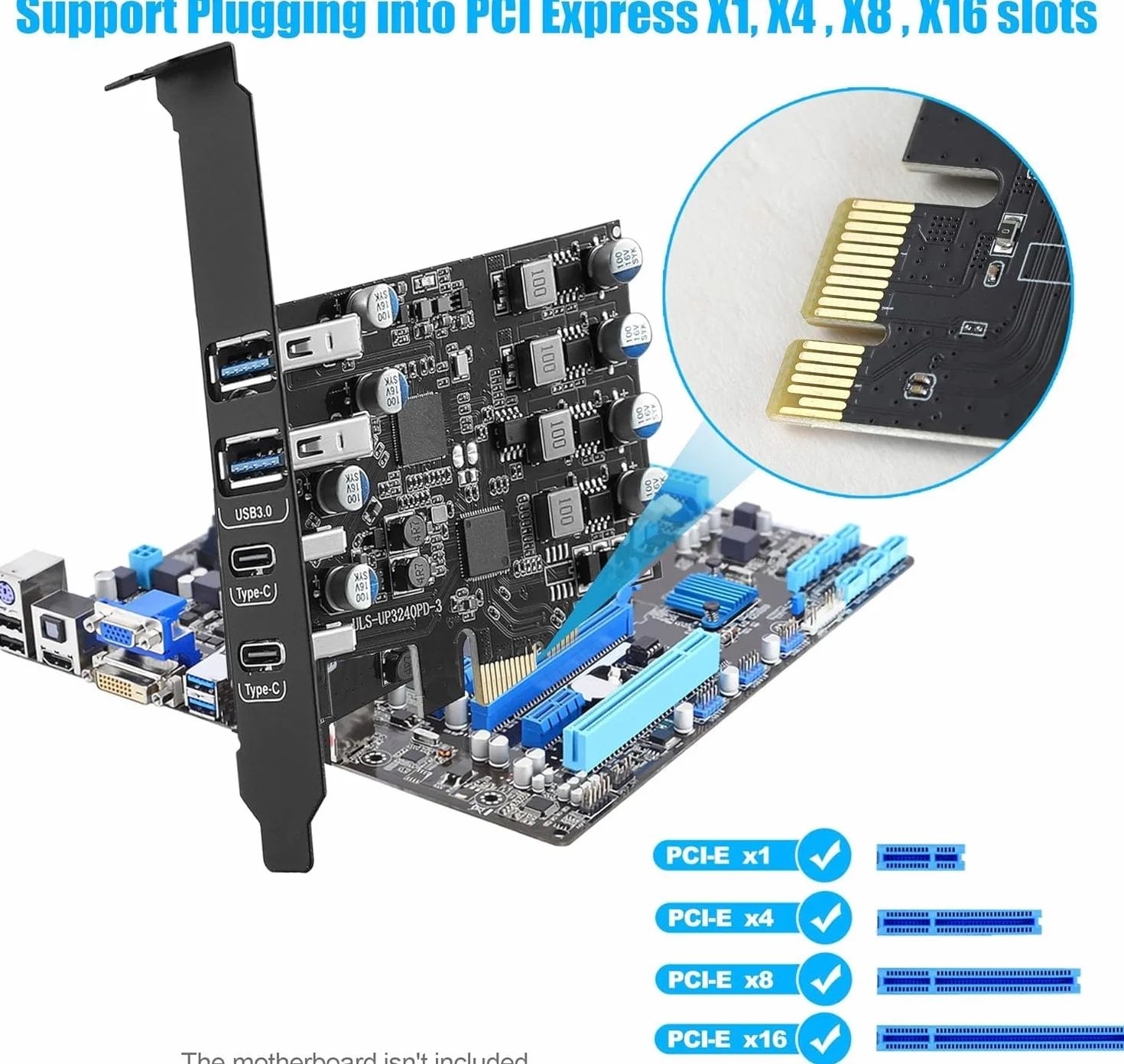 Karta PCIe USB z Power Delivery 25W, PCI Express na USB 3.0 4 porty (2x Type A + 2x Type C), szybkie ładowanie, Low Profile