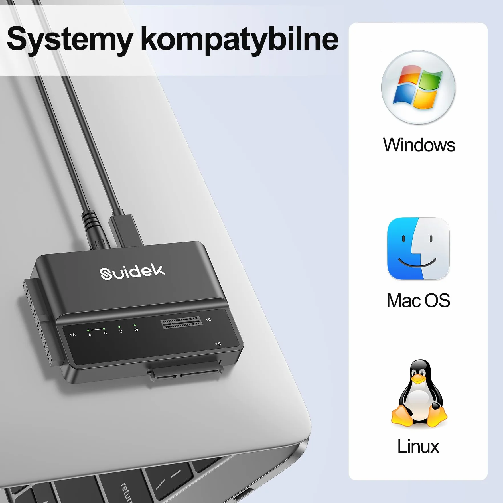 SUIDEK NVMe M.2 na SATA adapter USB 10 Gb/s, czytnik dysków twardych, bezpłatny adapter PCIe NVMe, SATA i IDE konwerter obsługuje M Key, SSD 2.5/3.5 i 3.5 IDE HDD