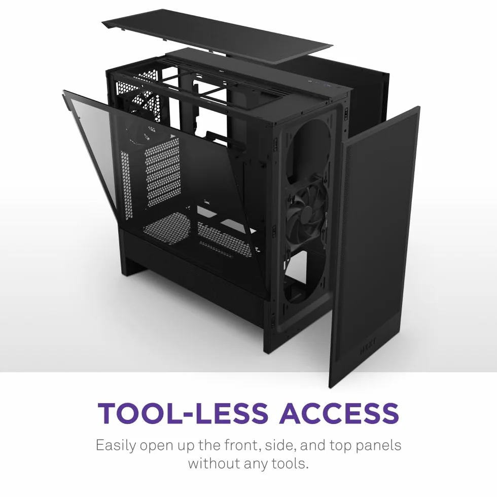 NZXT H5 Flow Czarny obudowa ATX Mid-Tower PC 2x120mm wentylatory 360mm przednia 240mm górna chłodnica zarządzanie kablami