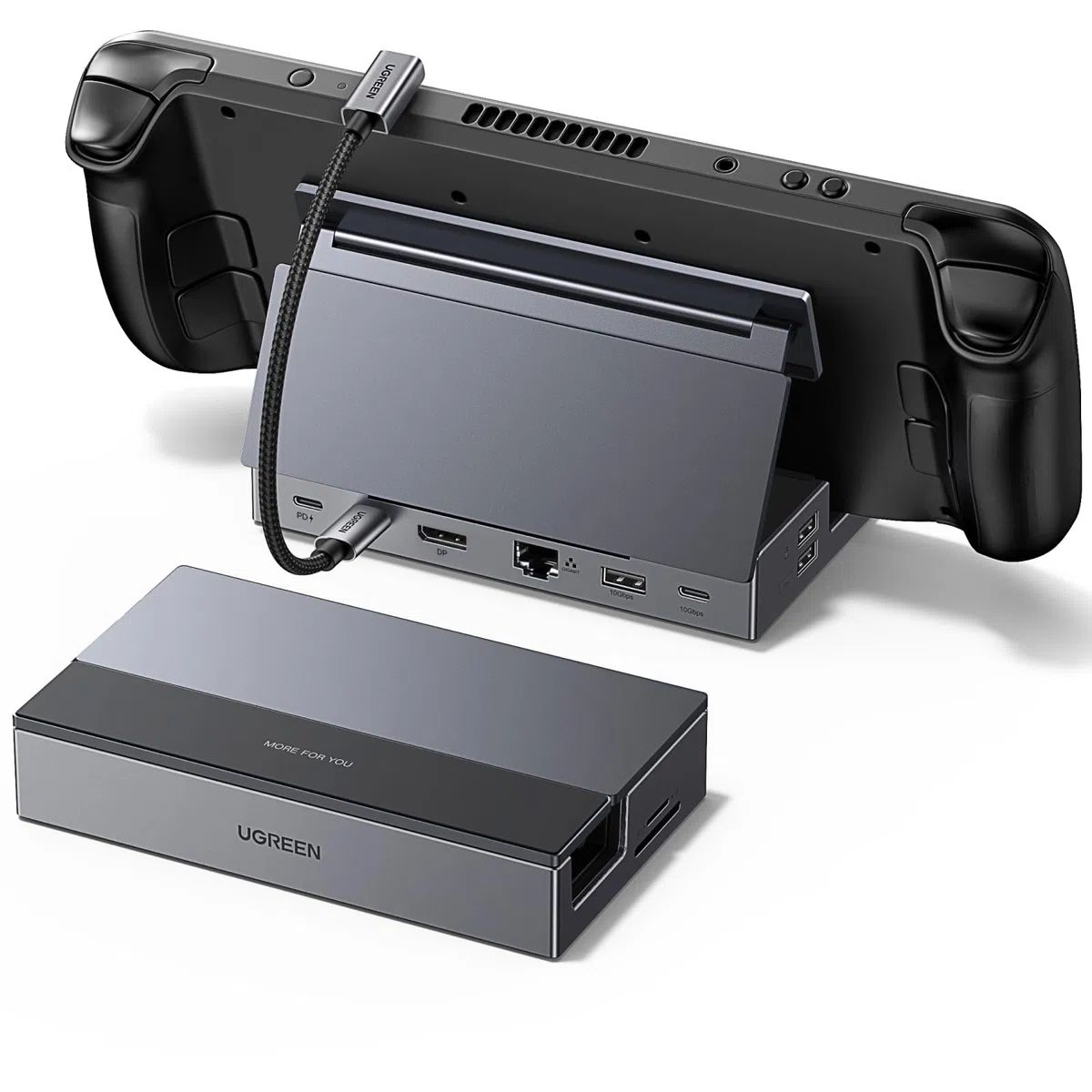 UGREEN Steam Deck Dock z 4K@120Hz DP, portami danych USB 10Gbps, Gigabit Ethernet, czytnikiem kart SD/TF, stacją dokującą PD 100W USB C kompatybilną ze Steam Deck, ROG Ally, Legion Go, iPad Pro