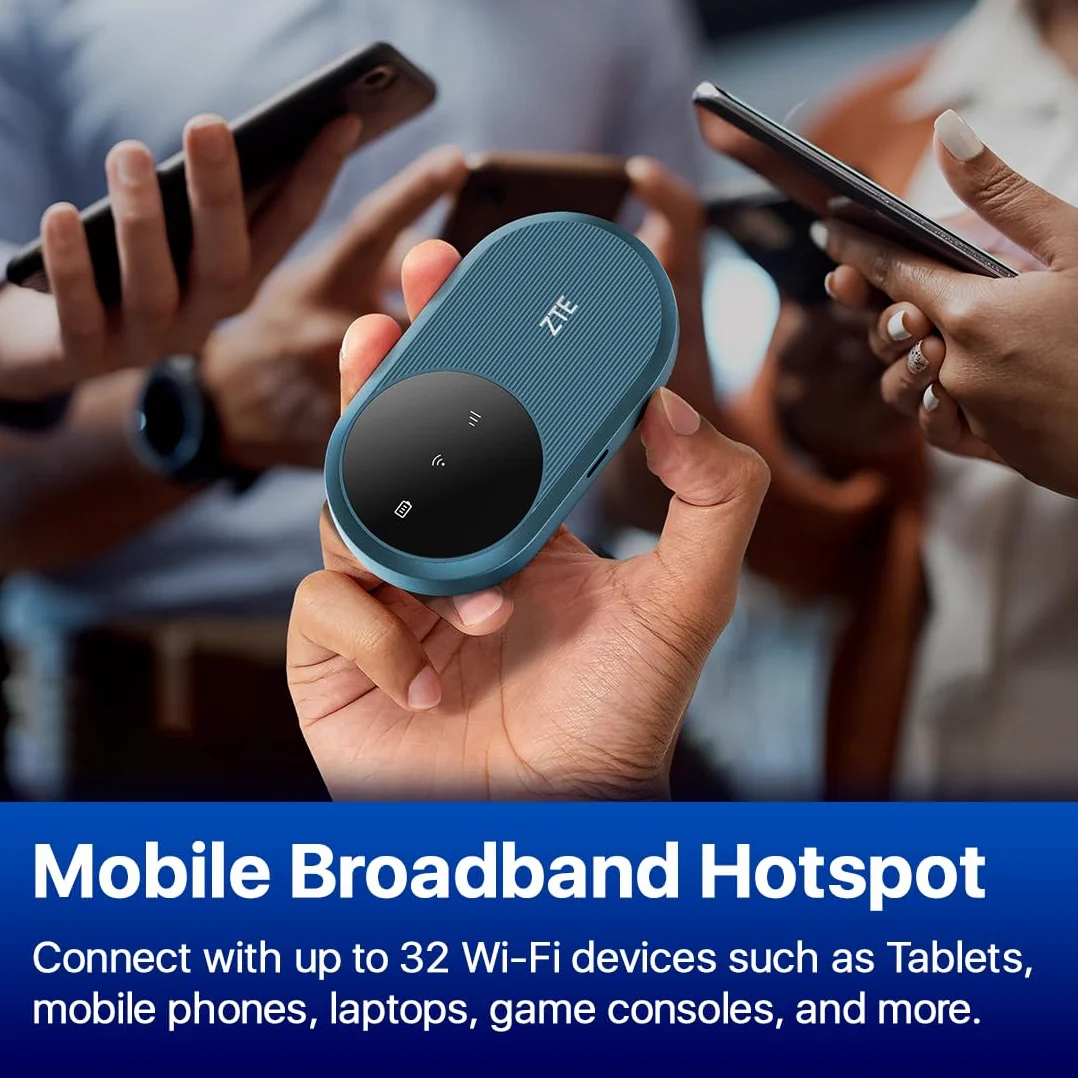 ZTE U10S Pro Blue, 4G+LTE Mobile Wi-Fi 6, odblokowany, niedrogi przenośny tracker podróżny, łączy 32 urządzenia, 3000 mAh, 10 godzin pracy baterii, działa we wszystkich sieciach na całym świecie