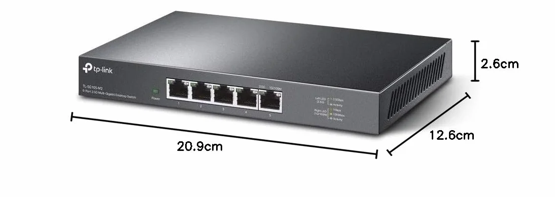 TP-Link TL-SG105-M2 | Przełącznik 2.5G 5× 2.5 Gb/s | Metalowa obudowa | Plug & Play | Obsługa backhaul do NAS i WiFi 6