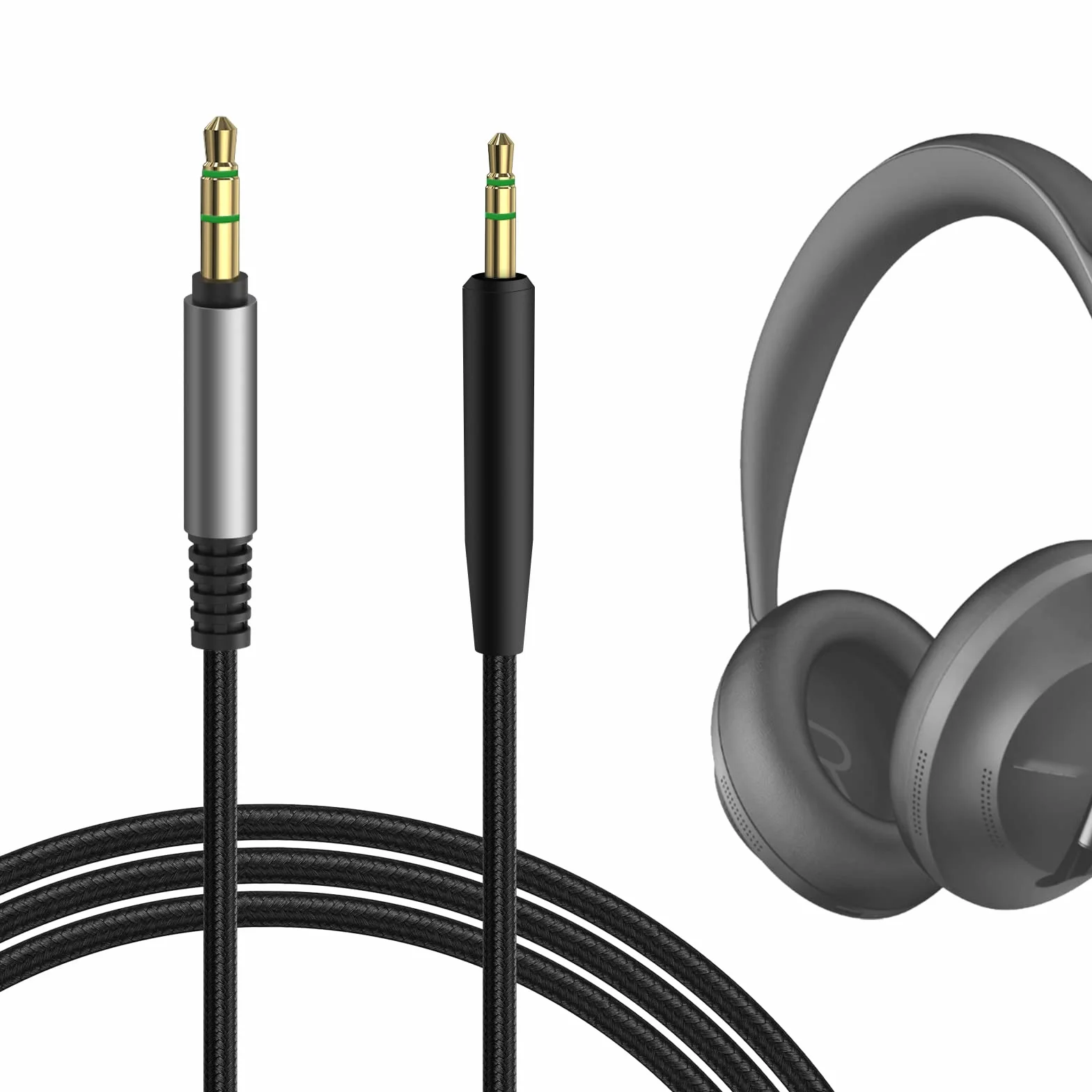Geekria QuickFit nylonowy pleciony kabel audio kompatybilny ze słuchawkami Bose QC 45, QC 35 Series II, QC 35, QC 25, NC700, Headphones-700, zamiennym kablem stereo 2,5 mm (1,2 m)