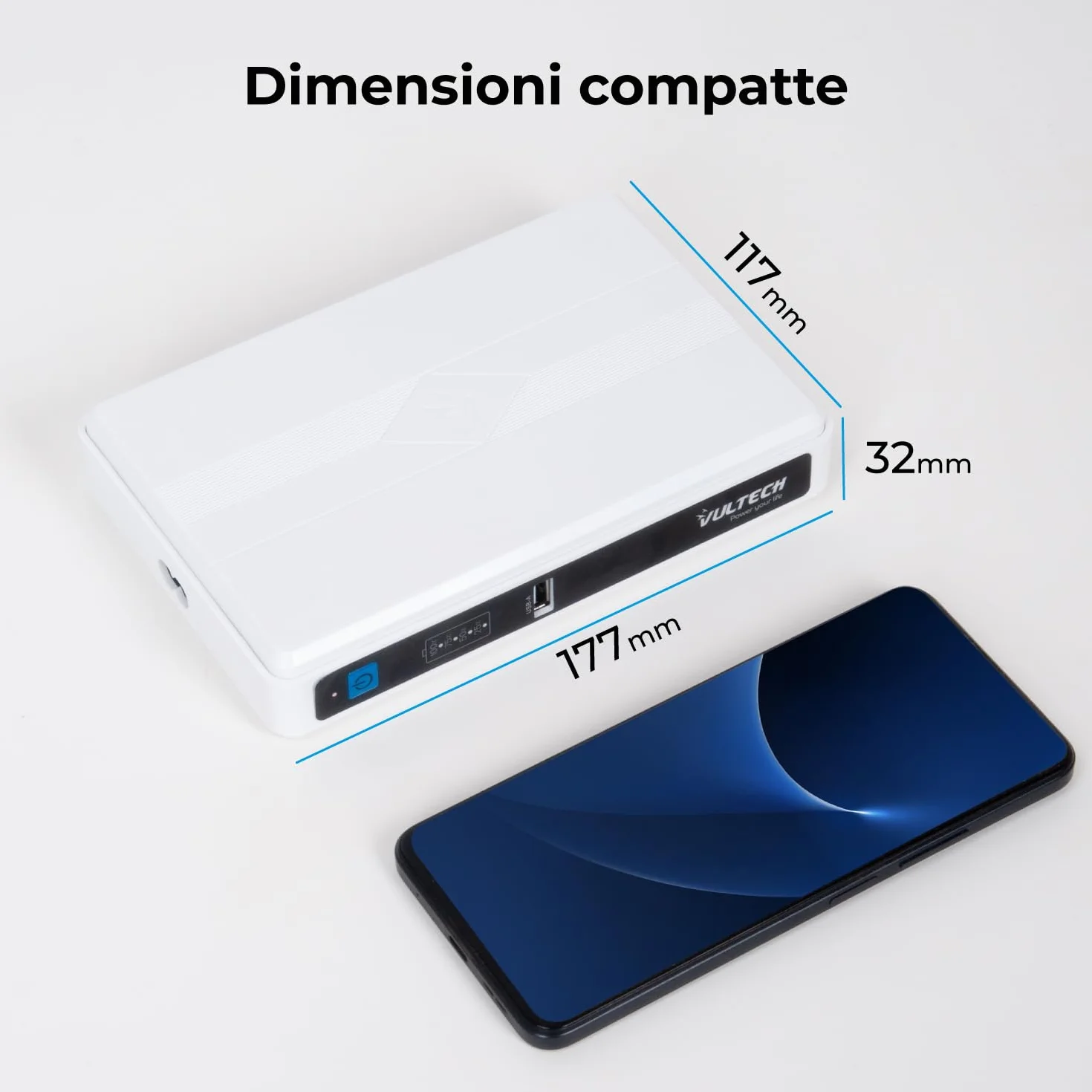 VulTech UPS60PWTC-DC Mini UPS 4350 mAh 60 W przenośny zasilacz awaryjny do routera modemu Power Bank Smartphone biały