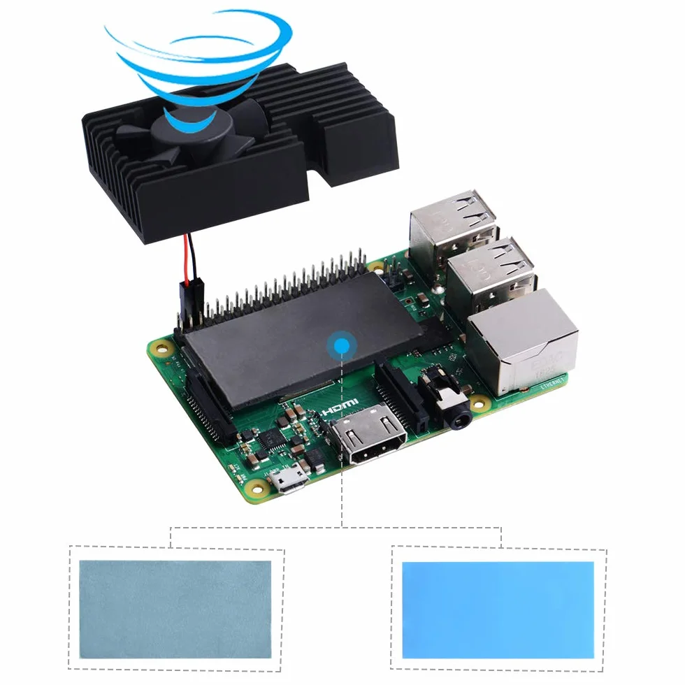 GeeekPi Pi 4 Extreme zestaw wentylatorów chłodzących, aluminiowy radiator z wentylatorem chłodzącym do Raspberry Pi 4B i 3B