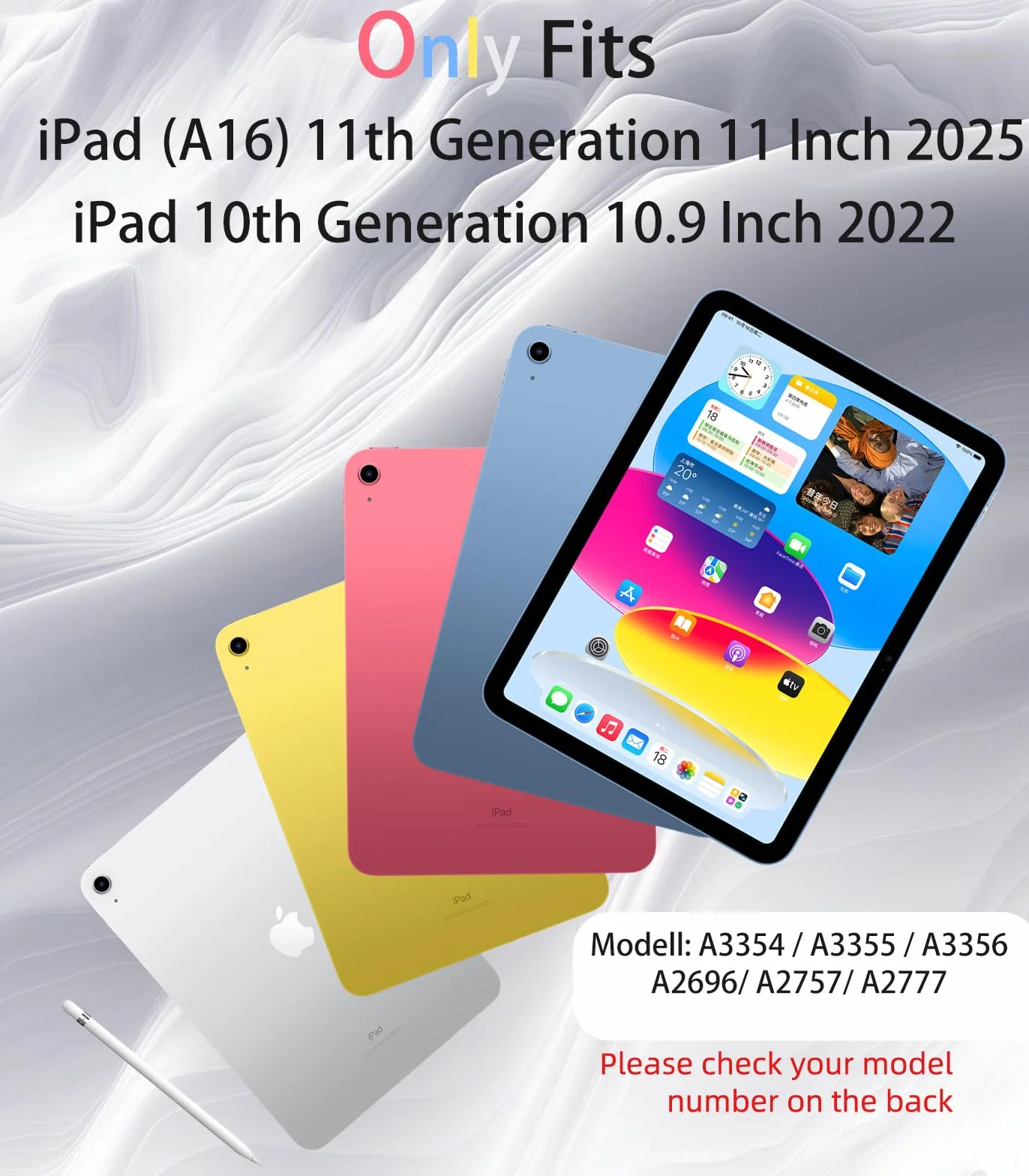JKSML Etui z klawiaturą do iPada A16 11 cali 2025 i iPad 10 generacji 10,9 cala 2022 - Podświetlana klawiatura Bluetooth QWERTZ, TPU
