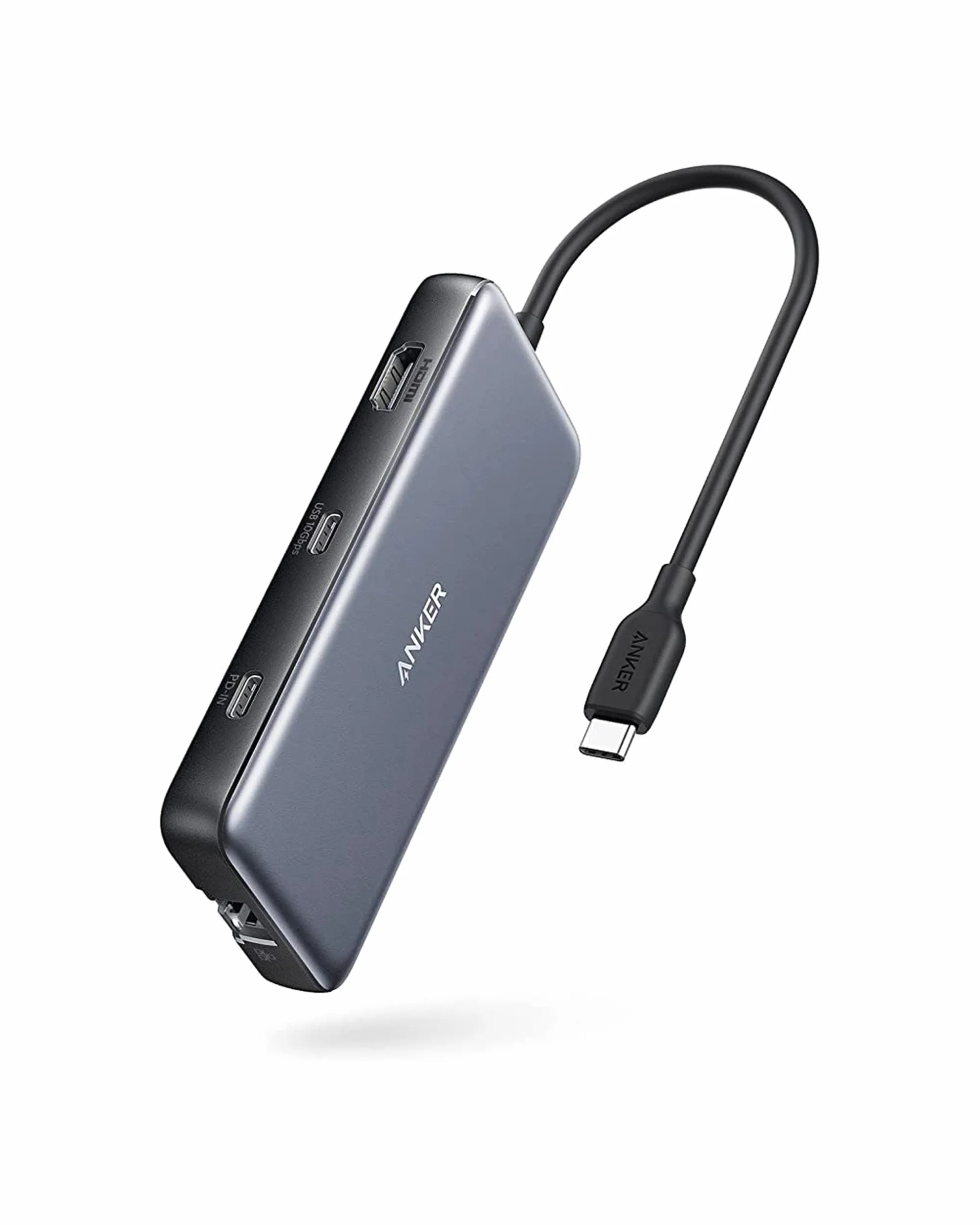 Anker Adapter PowerExpand 8 w 1, 100 W Power Delivery, 4 K 60 Hz, HDMI, 10 Gb/s USB-C i 2 porty USB A, port Ethernet, micro SD i SD, dla MacBooka Pro i innych