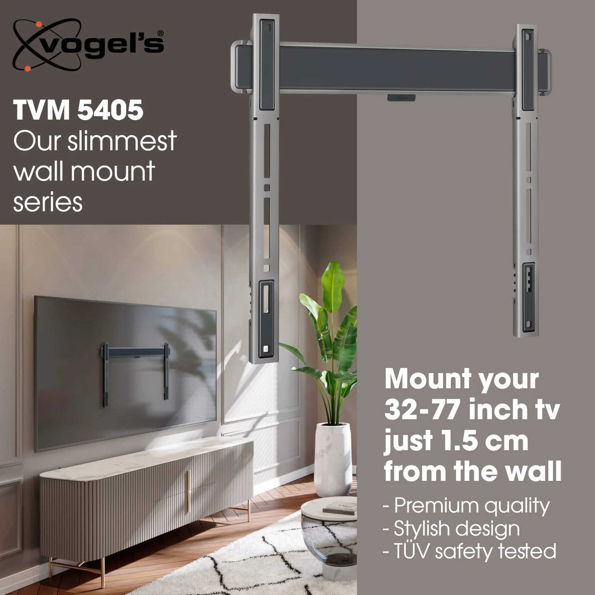 Vogel's ELITE TVM 5405 black Extrem flache TV-Wandhalt.32-77