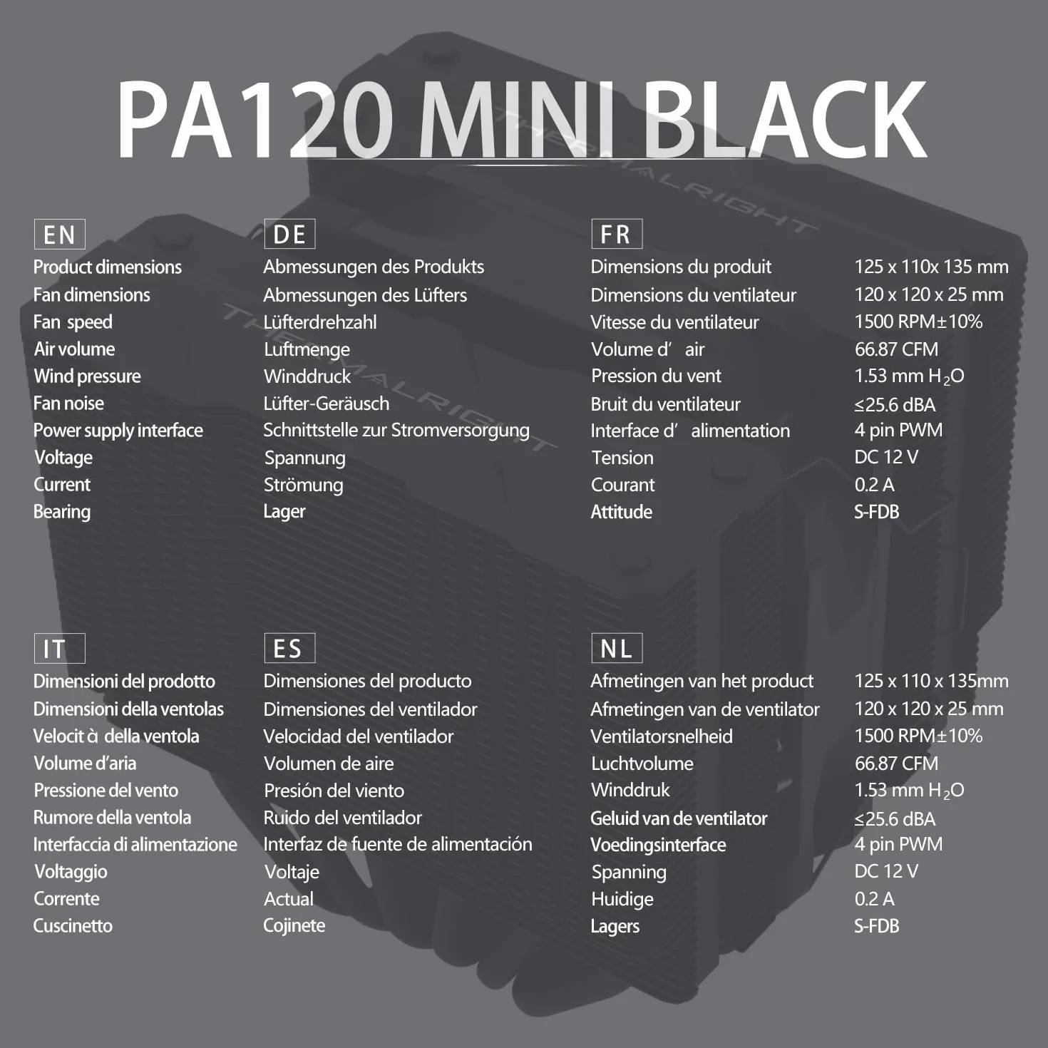 Thermalright Peerless Assassin 120 MINI Black chłodnica procesora, podwójna wieża, 6 x 6 mm rurki grzewcze, wentylator PWM 12 cm, 25,6 dBA, czarny Top Cover, AM5/AM4