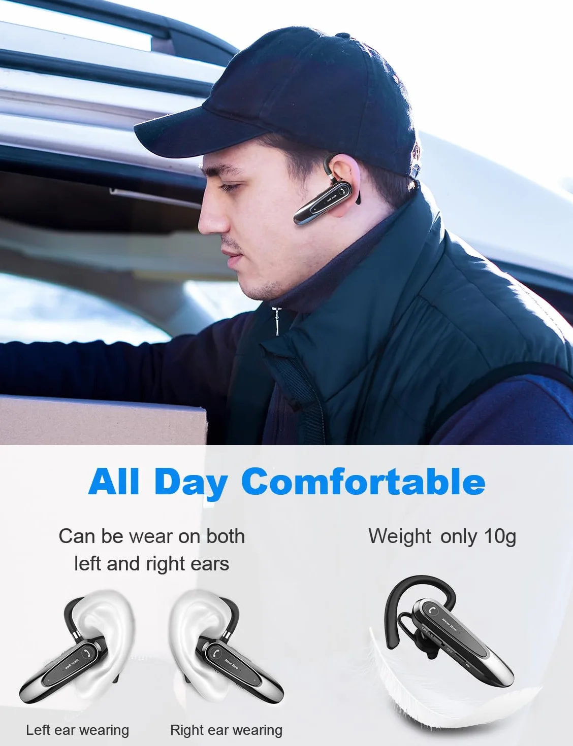 New bee Zestaw słuchawkowy Bluetooth V5.0 bezprzewodowy głośnomówiący 25h