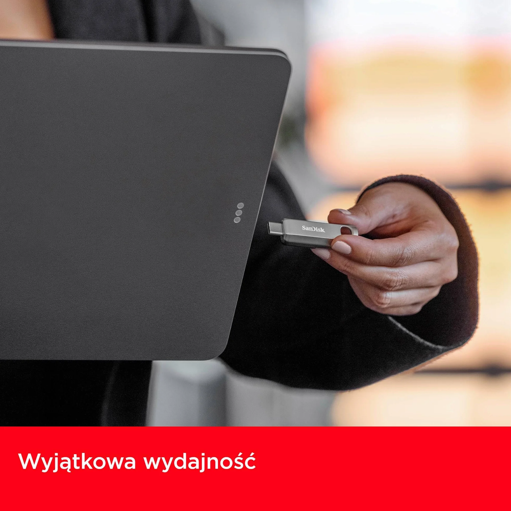 SanDisk 512 GB Ultra luksusowy dysk flash USB typu C, prędkość odczytu do 400 MB/s chowane złącze, wysokiej klasy metalowa obudowa, srebrna