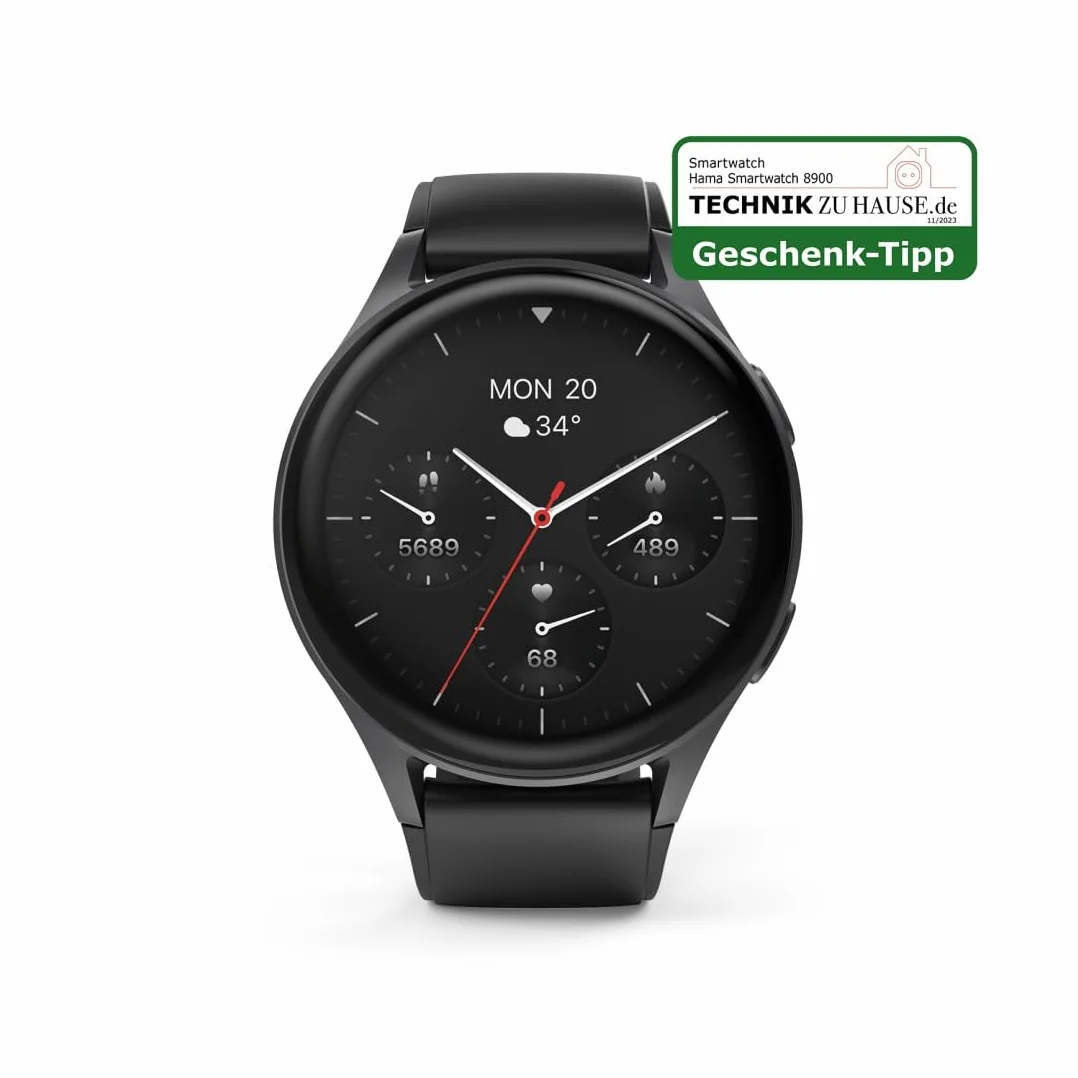 Hama Smartwatch 8900 GPS AMOLED 1.43 czarny wodoodporny smart zegarek fitness