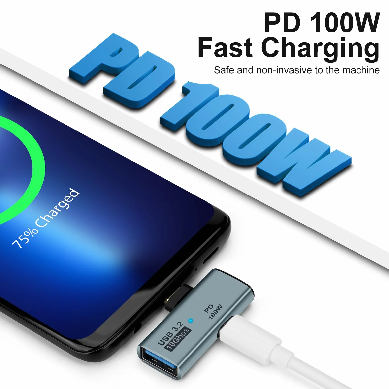 Adapter USB C OTG, typ C 100 W PD Ładowanie i ładowarka rozdzielająca USB 3.0, kompatybilna z iPhone 15 Pro Max, Google TV, Chromecast 2020, MacBook, Samsung Galaxy S22/S23