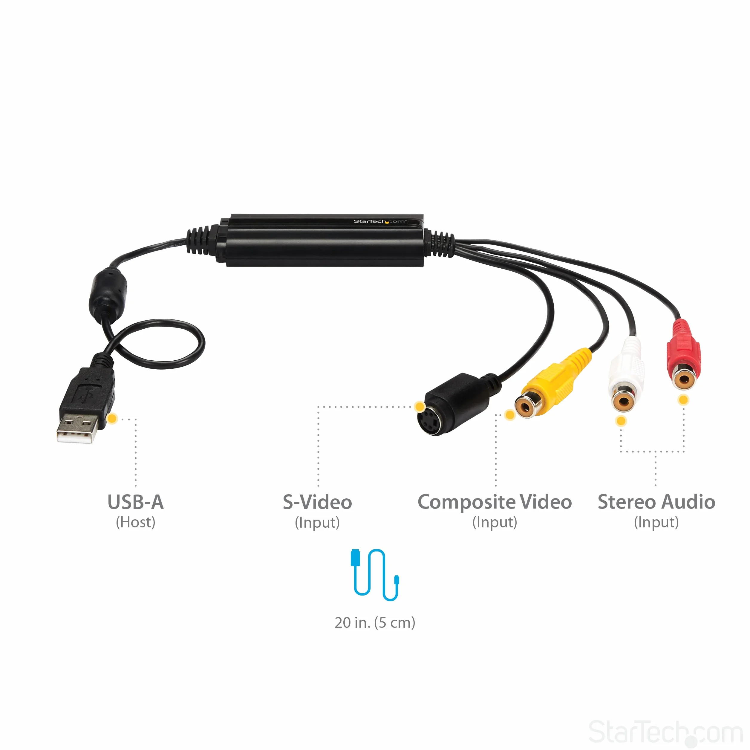 StarTech.com Kabel USB do przechwytywania wideo S-Video/Composite na USB 2.0 SD, konwerter analogowo-cyfrowy (SVID2USB232)