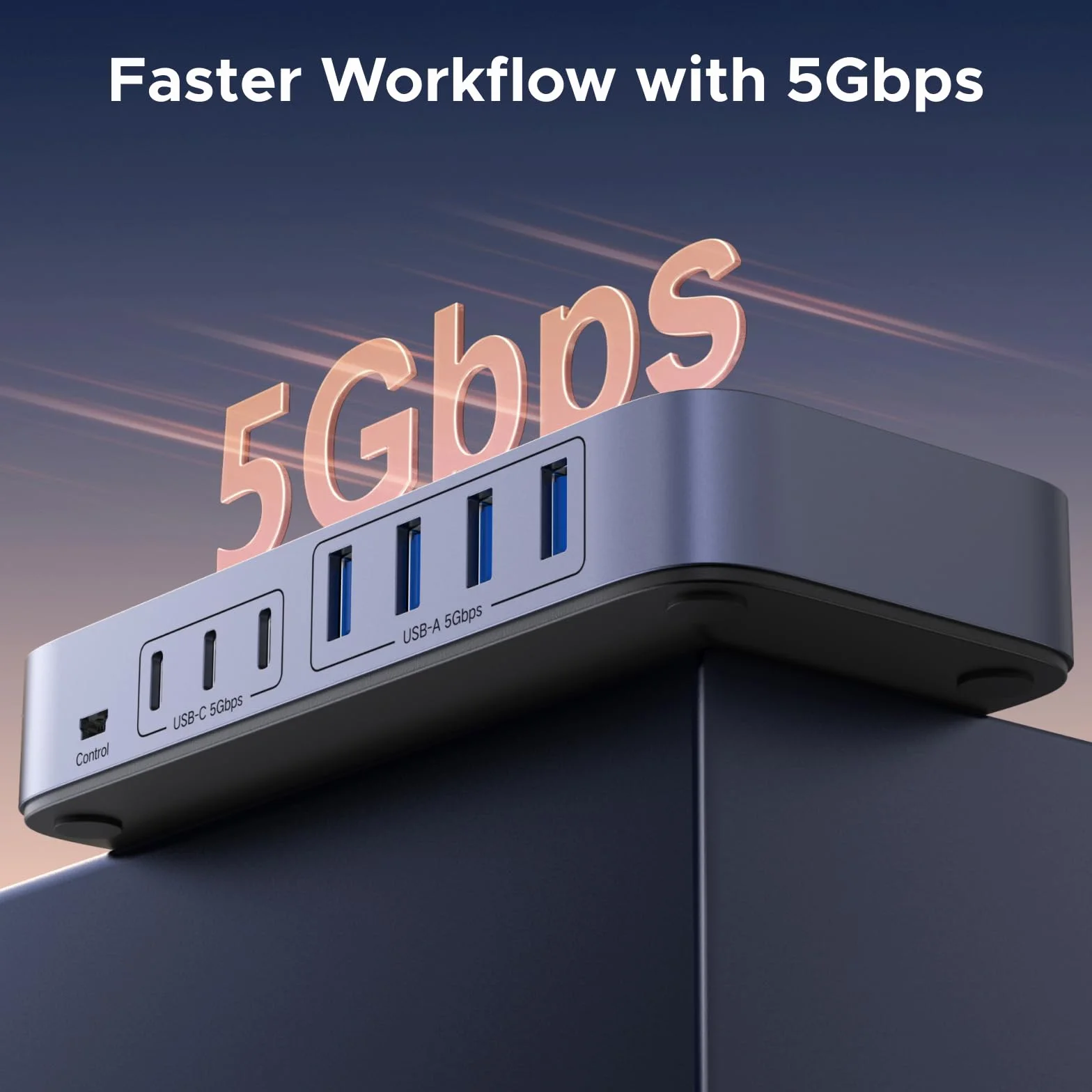 Przełącznik USB UGREEN 2 wejścia 7 wyjść 5Gbps 4xUSB A 3xUSB C 2-częściowy do myszy klawiatury