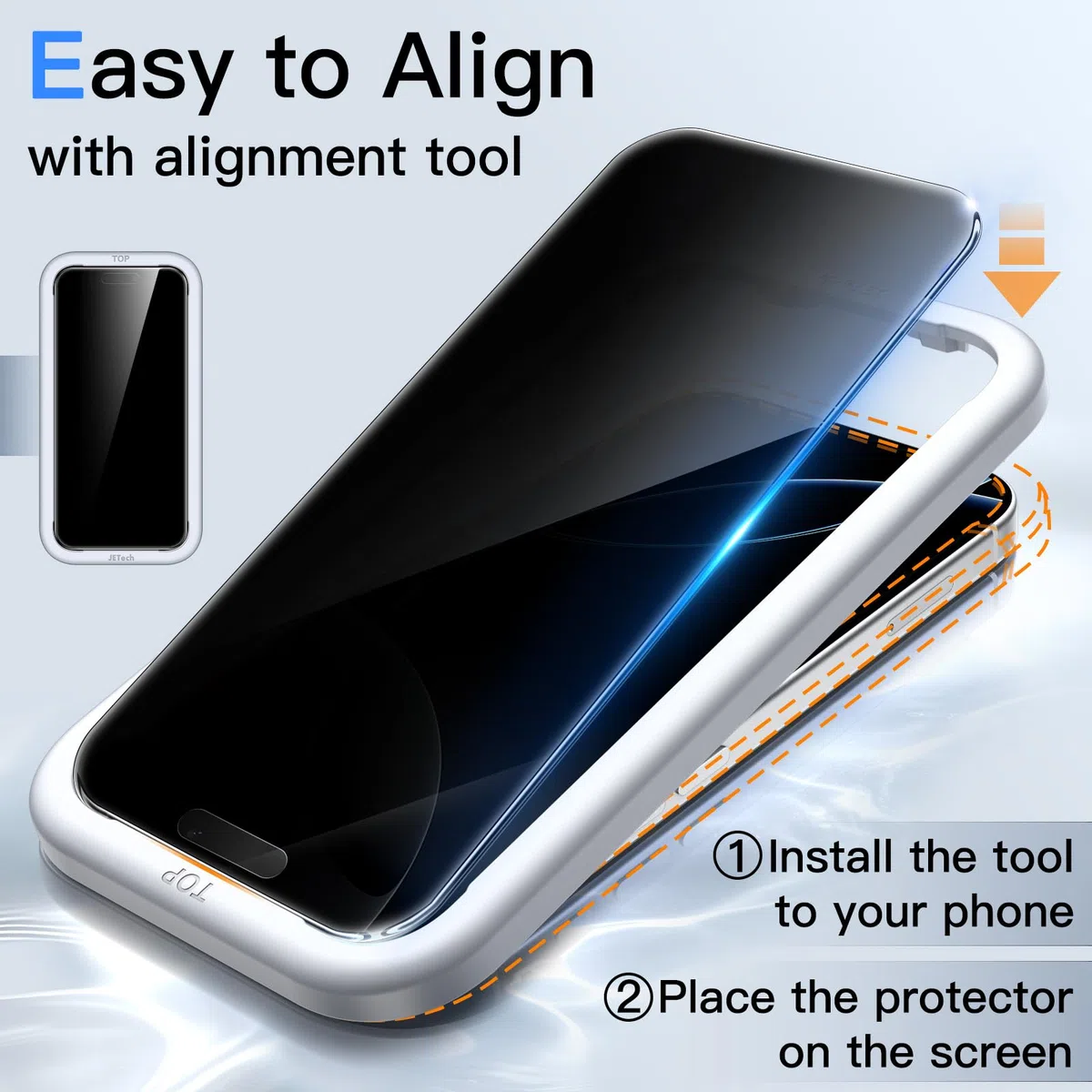 JETech 360 Stopni Prywatność Ochraniacz Ekranu dla iPhone 17 Pro 6,3 Cala, 4-Drożny Antyszpieg Szkło Hartowane Film z Łatwe Narzędzie Instalacyjne, 2 Sztuki