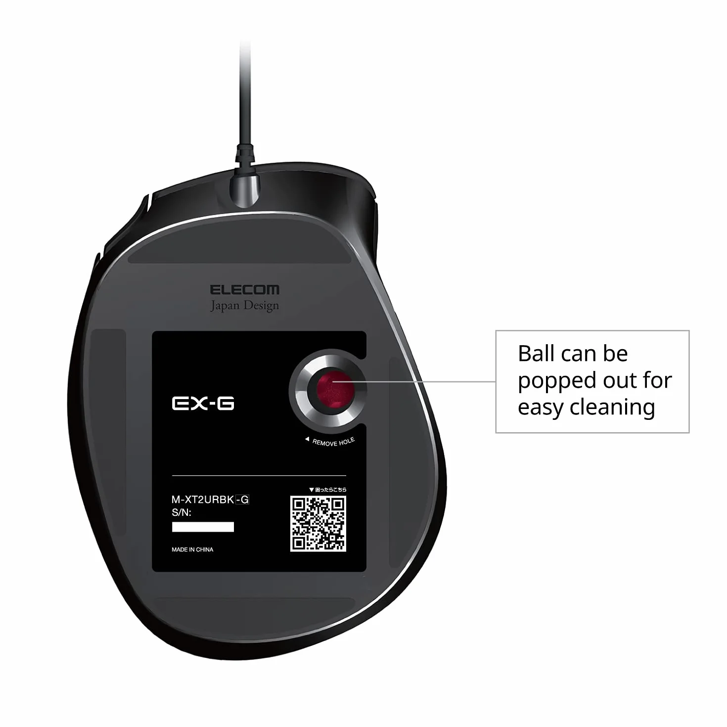 Elecom EX-G Trackball mysz przewodowa, sterowanie kciukiem, 5 przycisków, optyczny czujnik, czerwona, Windows 11, macOS (M-XT2URBK-G)
