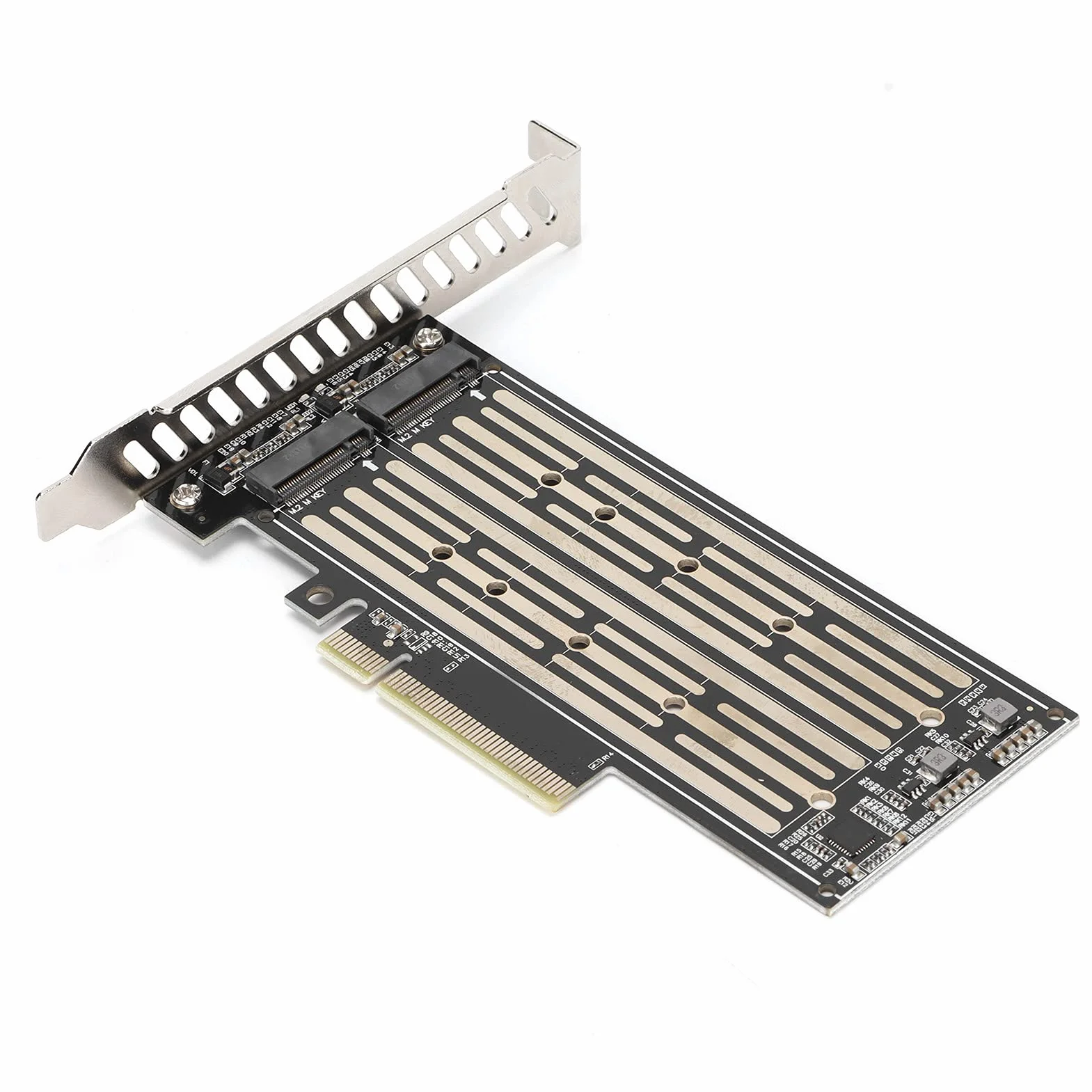Podwójna Karta Adaptera NVMe M.2 na PCI‑E, Karta Konwertera M-Key NVMe M.2 na PCIe X8 dla M.2 NVMe SSD 2230/2240/2260/2280/22110