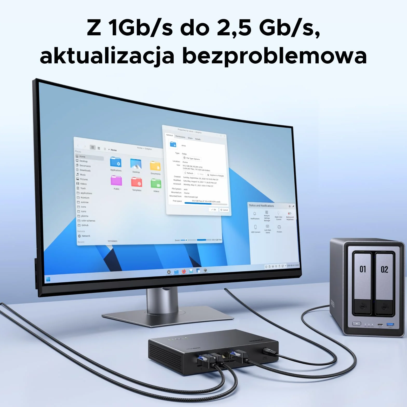 UGREEN Przełącznik LAN 2.5G z 5 portami 2.5G, niezarządzany przełącznik sieciowy do komputerów, serwerów NAS, serwerów, punktów dostępowych WiFi 6