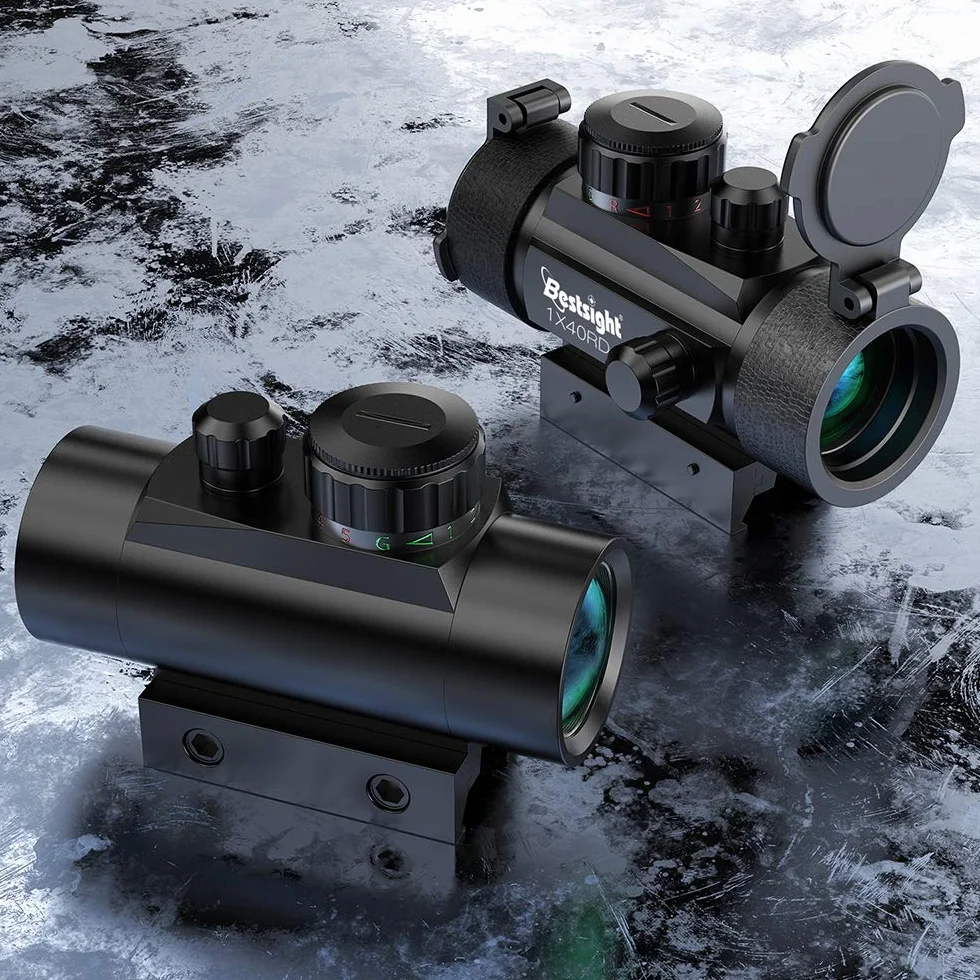 Paike 1X40 kolimator red dot czerwona zielona kropka podświetlana, szyna 11mm/20mm, osłony ochronne luneta