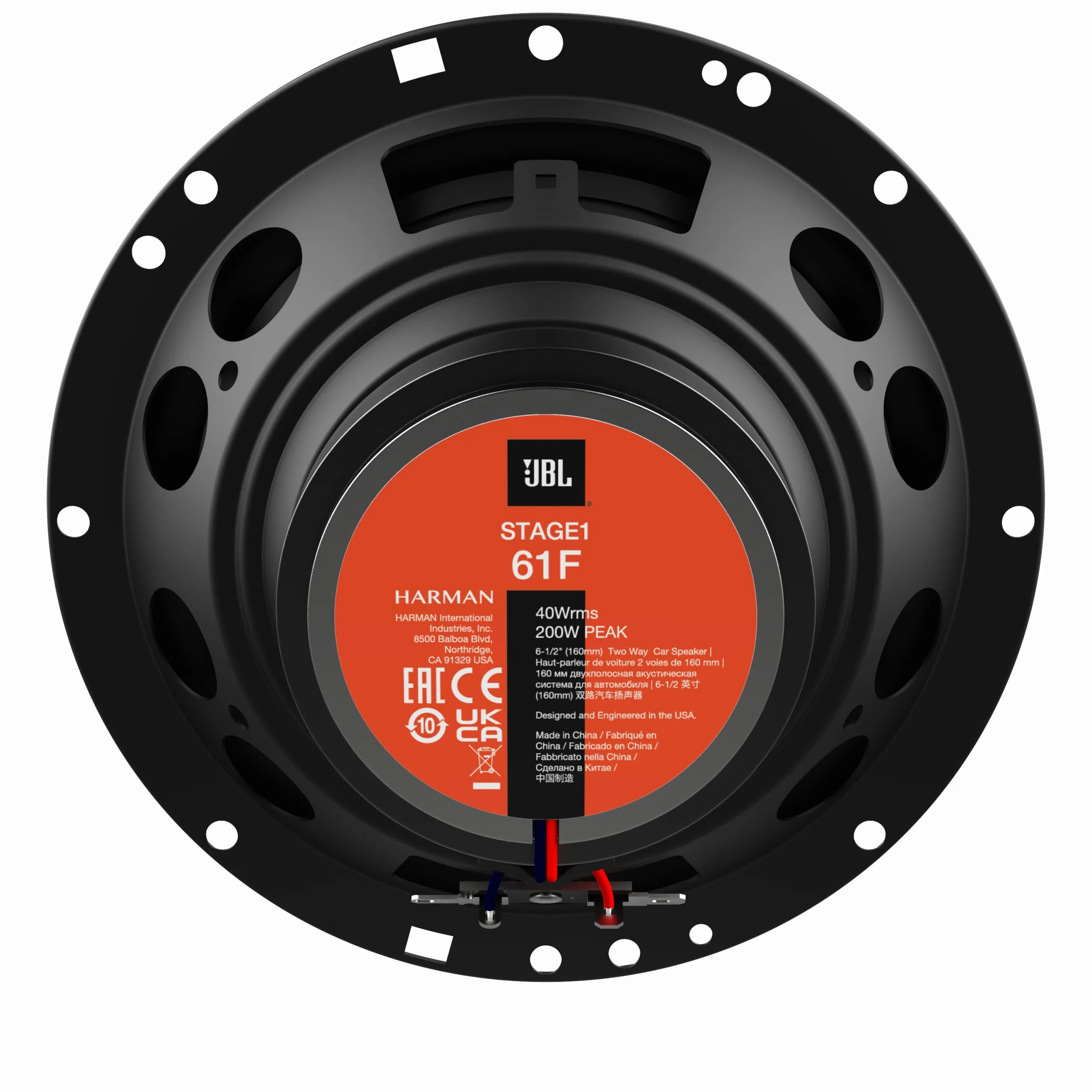 JBL Stage1 61F Harman Kardon 2-drożny zestaw głośników samochodowych - Echo Auto 200 Watów 40 Watów RMS - 2-częściowy samochód Hi-Fi Box Duży 16,5 cm | 165 mm | 6,5 cala