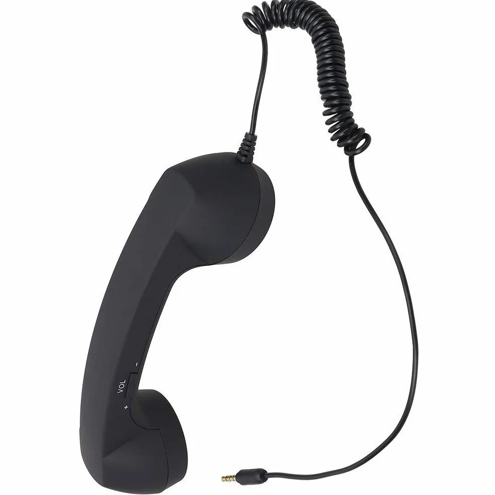 Vintage Retro Słuchawka Telefoniczna Telefon Komórkowy Retro Klasyczna Słuchawka 3,5mm Mini Mic Odbiornik połączeń Telefonicznych do Smartfona (Czarny)