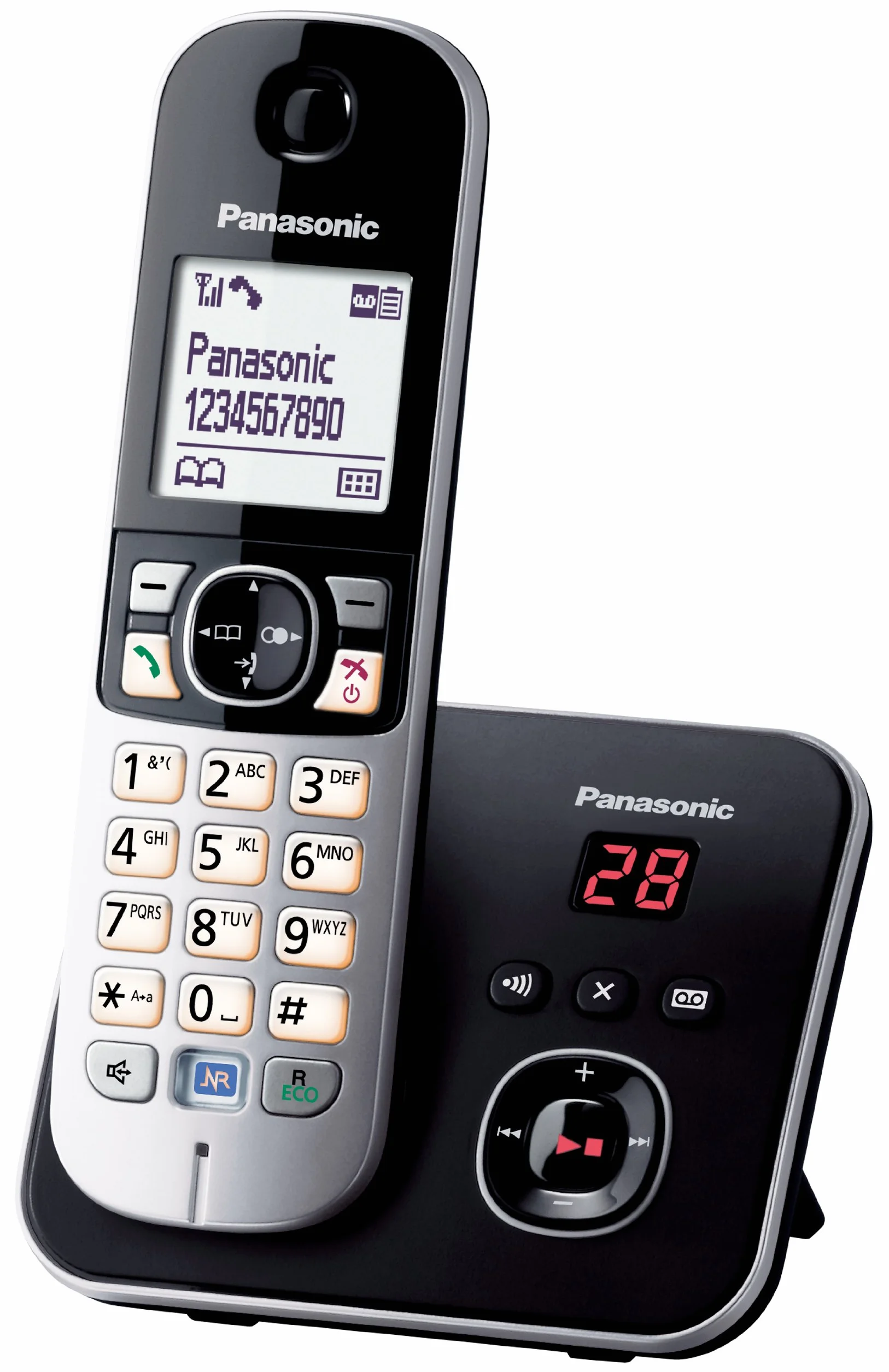 Panasonic KX-TG6821FRB bezprzewodowy telefon cyfrowy DECT z sekretarką czarny