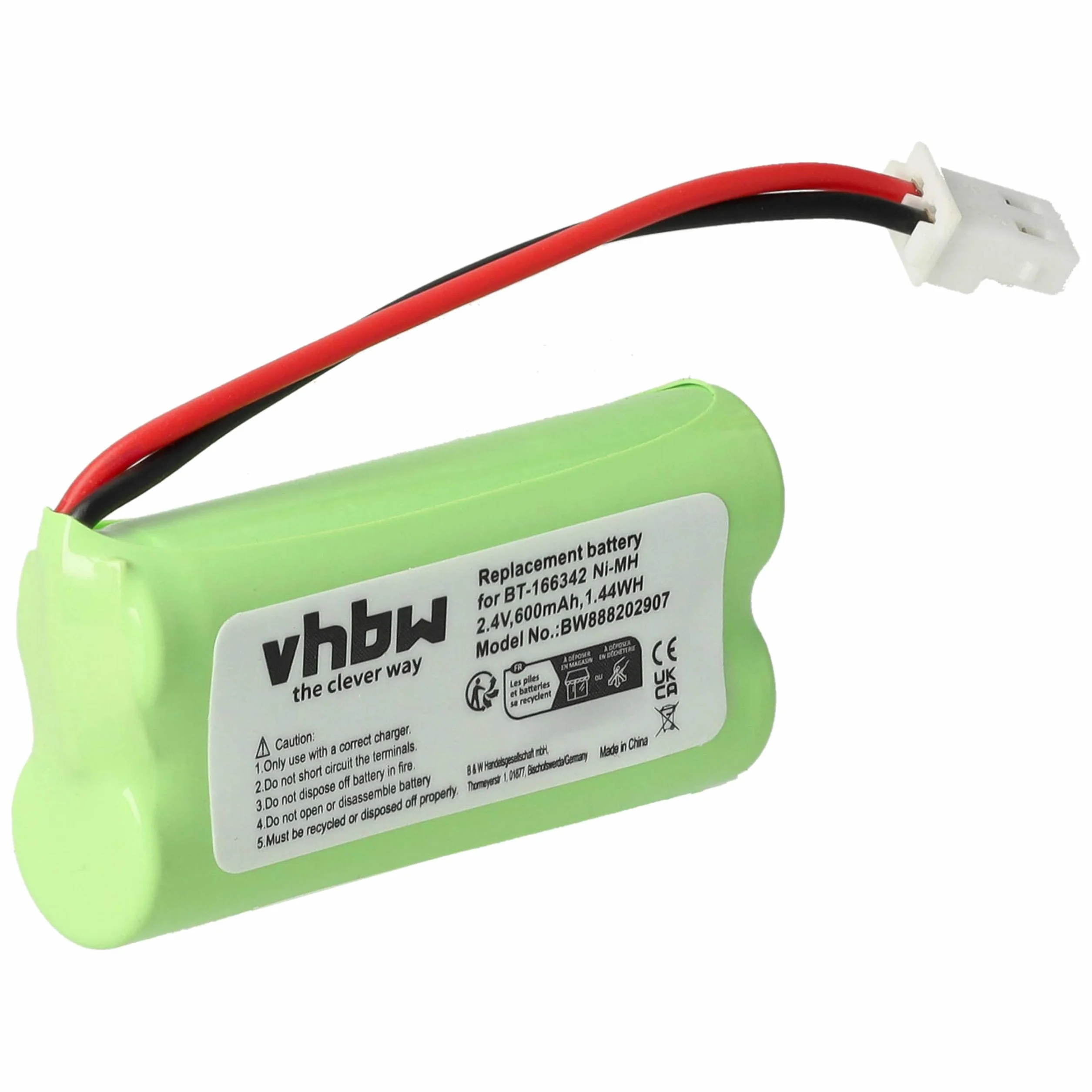 vhbw Akumulator kompatybilny z V-Tech BT162342, BT-162342, BT1623421, BT-1623421, BT166342 bezprzewodowy telefon stacjonarny (600 mAh, 2,4 V, NiMH)
