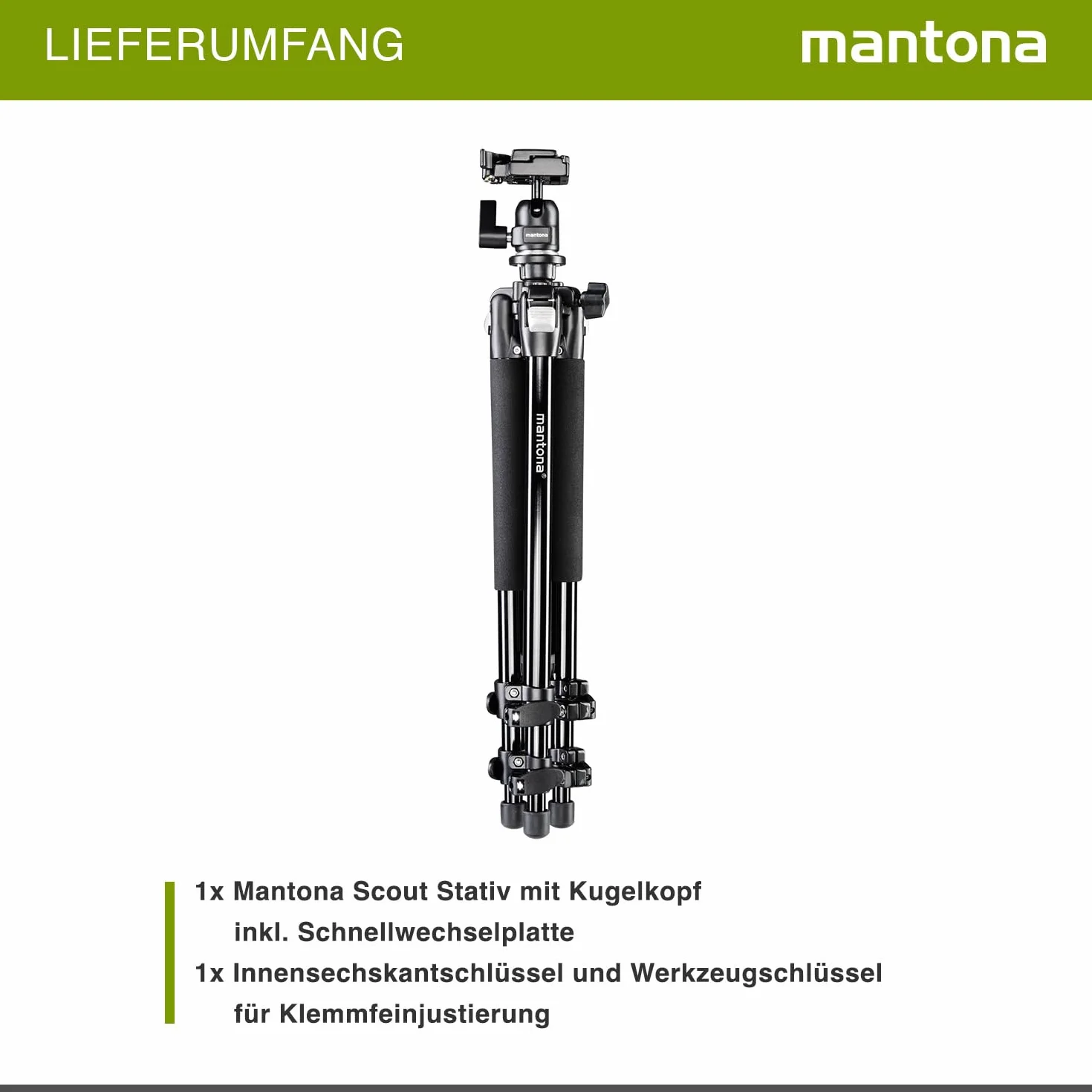 Statyw fotograficzny Mantona Basic Scout 144 cm, głowica kulowa, kompaktowy, lekki do DSLR