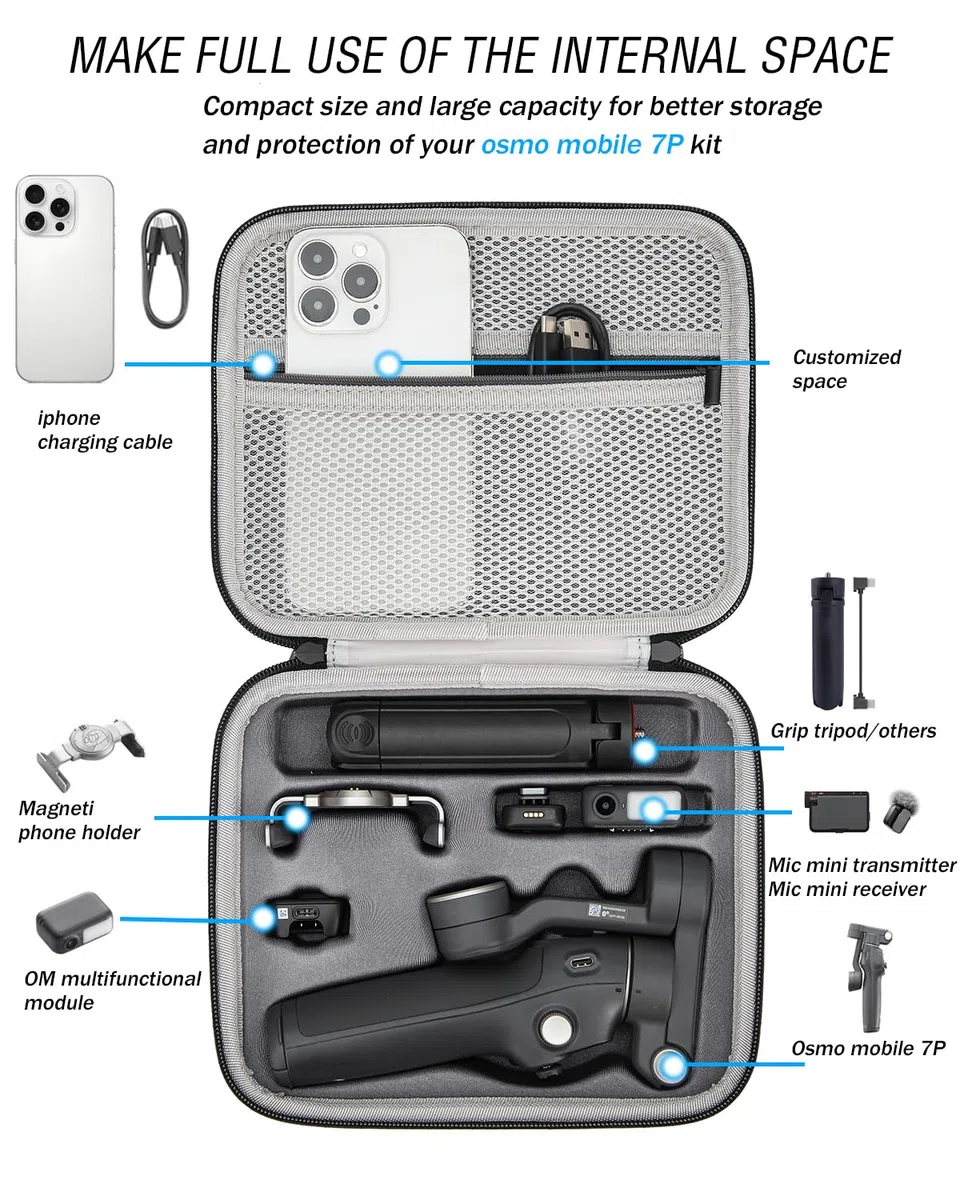 FRETHIND Osmo Mobile 7P Torba Twarda Etui Przenośna Torba na DJI Osmo Mobile 7/7P Gimbal Stabilizator Vlog Combo Akcesoria Torba podróżna (Różowy)