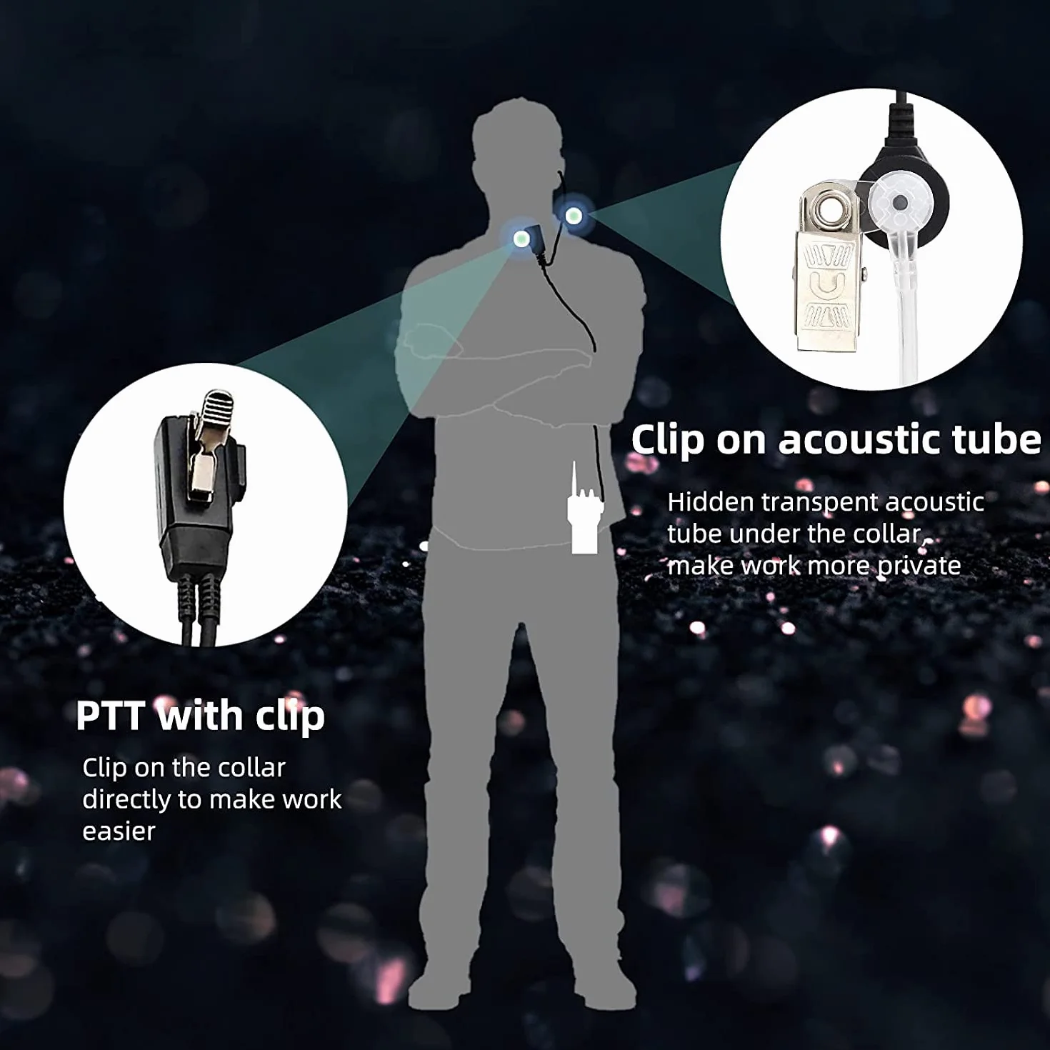 Retevis Słuchawki Walkie Talkie z mikrofonem PPT, 1-pinowy 2,5 mm ochroniarz zestaw słuchawkowy kompatybilny z RT45 Motorola T82 T92 TKLR T3 T5 T6 T7 T8 T9 T6210 H20 Walkie Talkie (10 szt.)