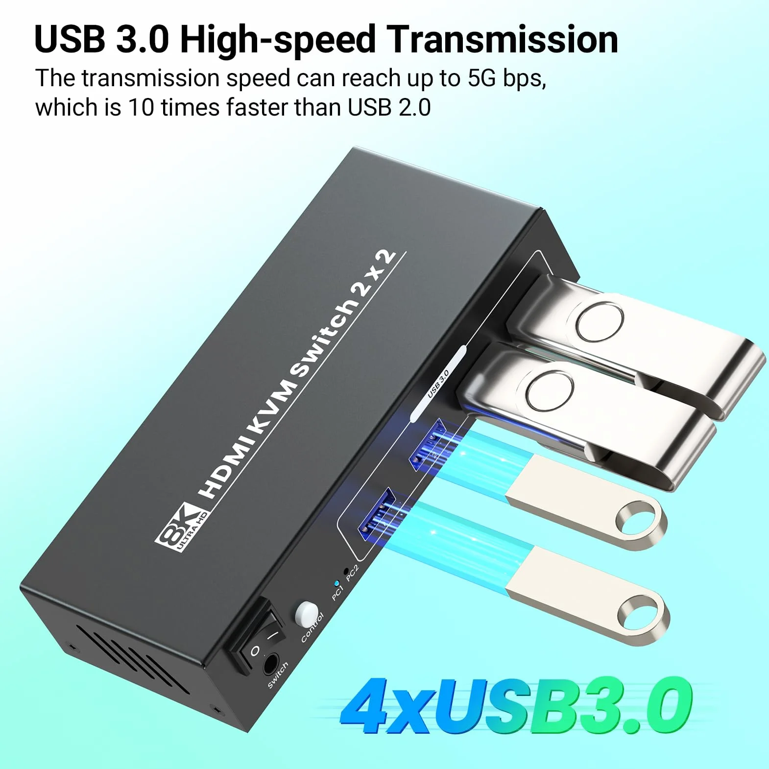 8K60Hz 4K120Hz HDMI KVM Switch 2 monitory, 2 komputery, USB 3.0, podwójny monitor HDMI KVM, przełącznik do 2 komputerów do dzielenia się klawiaturą, myszą i 2 monitorami