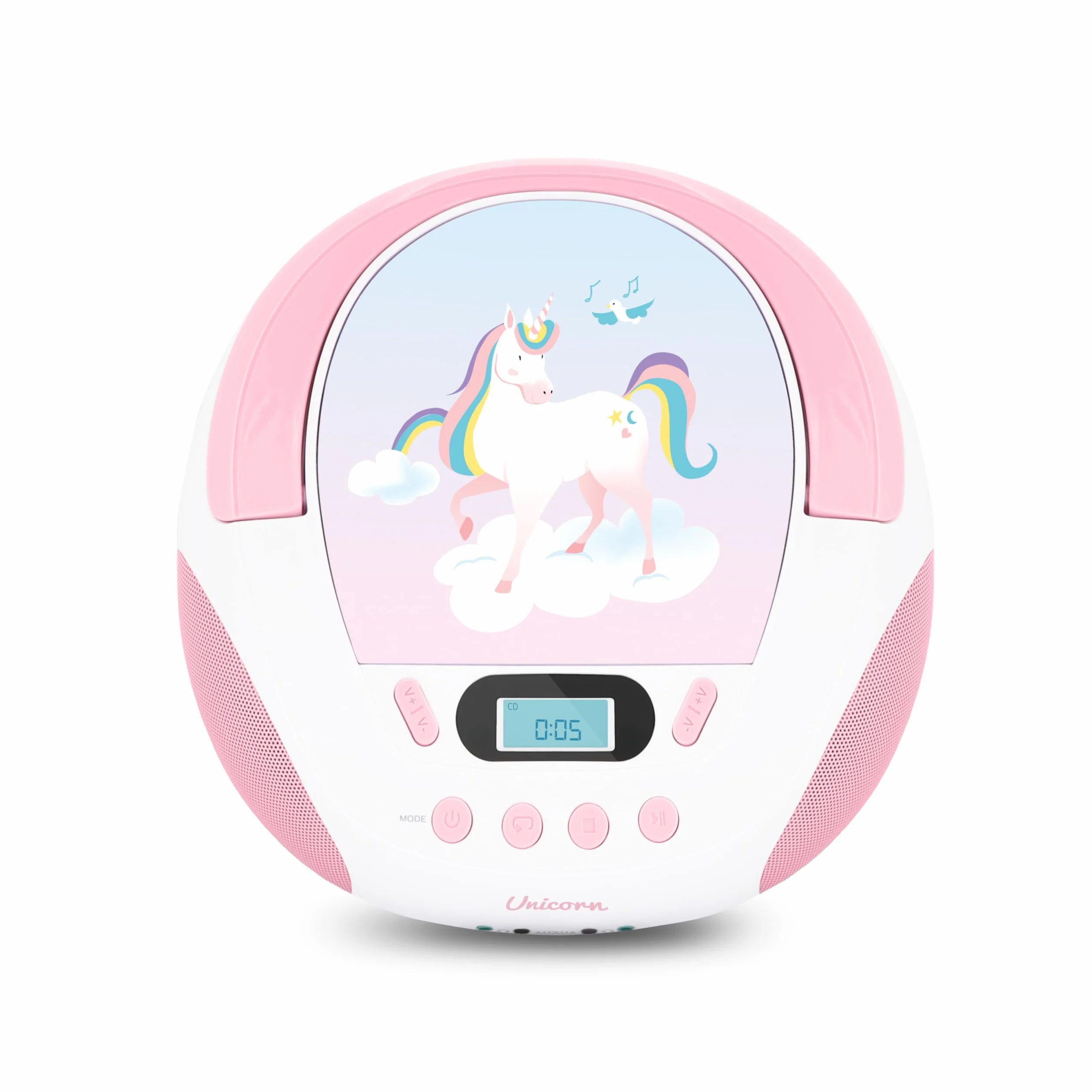 MOOOV 477407 odtwarzacz CD jednorożec dla dzieci, z portem USB