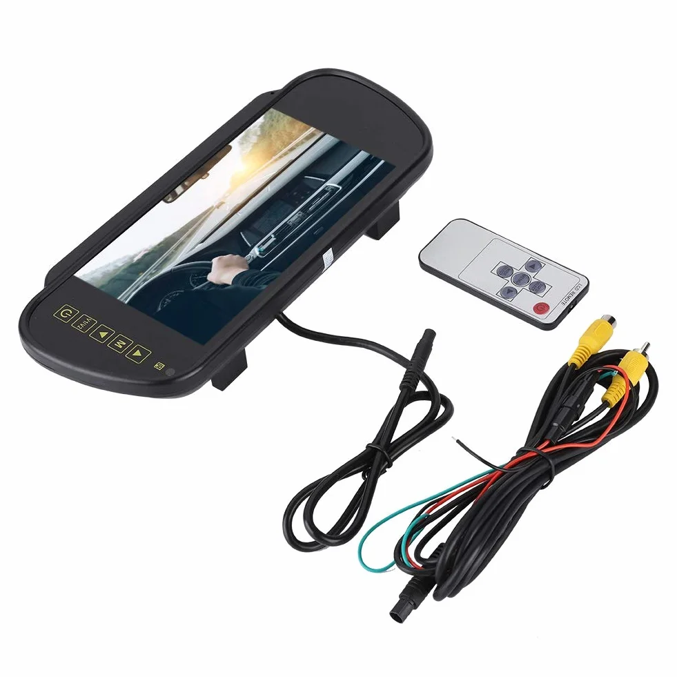 Samochodowy monitor samochodowy z lusterkiem wstecznym ekran LCD HD 800 x 480, DC9V-DC26V uniwersalny do monitora ciężarówki, do kamery cofania, kompatybilny z PAL/NTSC